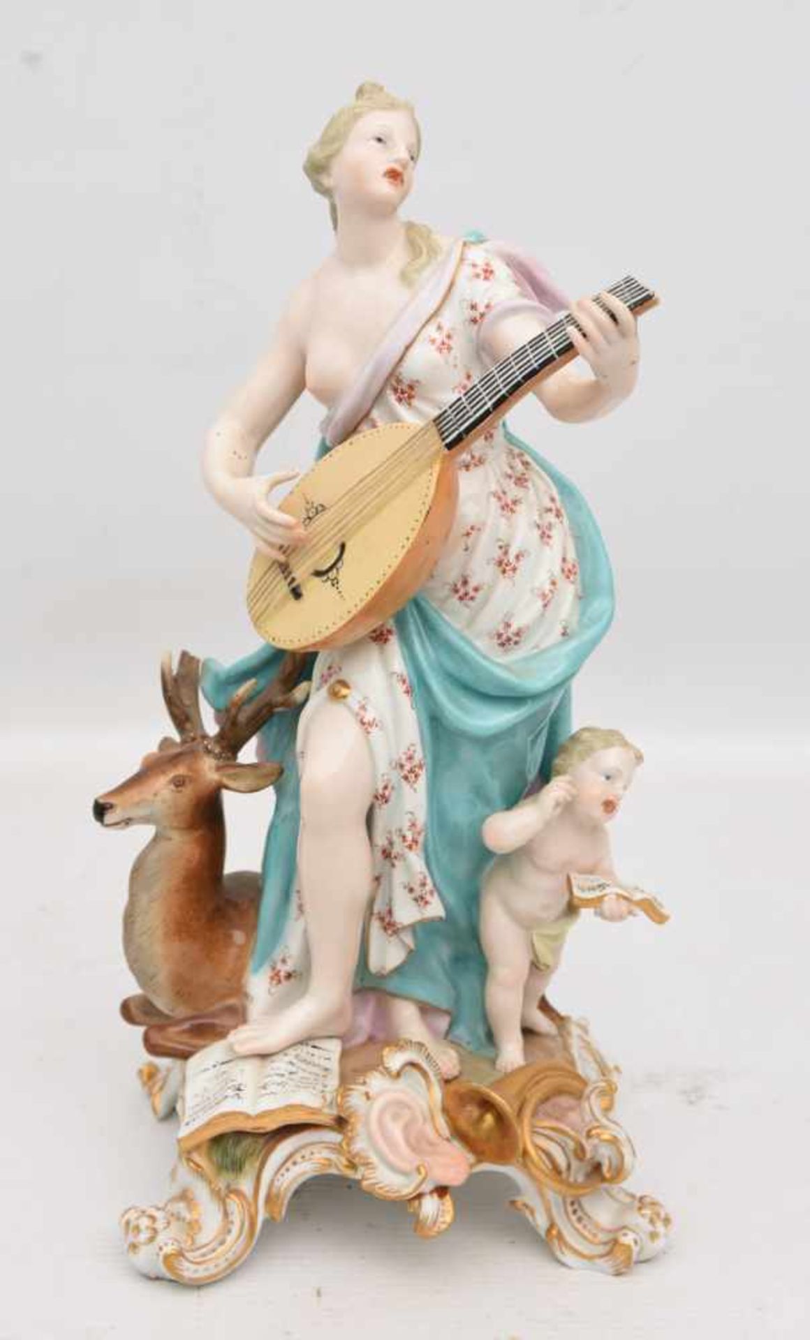 MEISSEN PORZELLAN, "Allegorie auf das Gehör", Modell J.F. Eberlein. bemalt, glasiert, gemarkt, 19. - Image 2 of 19