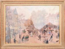 HENRY GRENIER, Calle de Paris, Aquarell auf Karton, 20. Jh.Hinter Glas gerahmt und in einem sehr