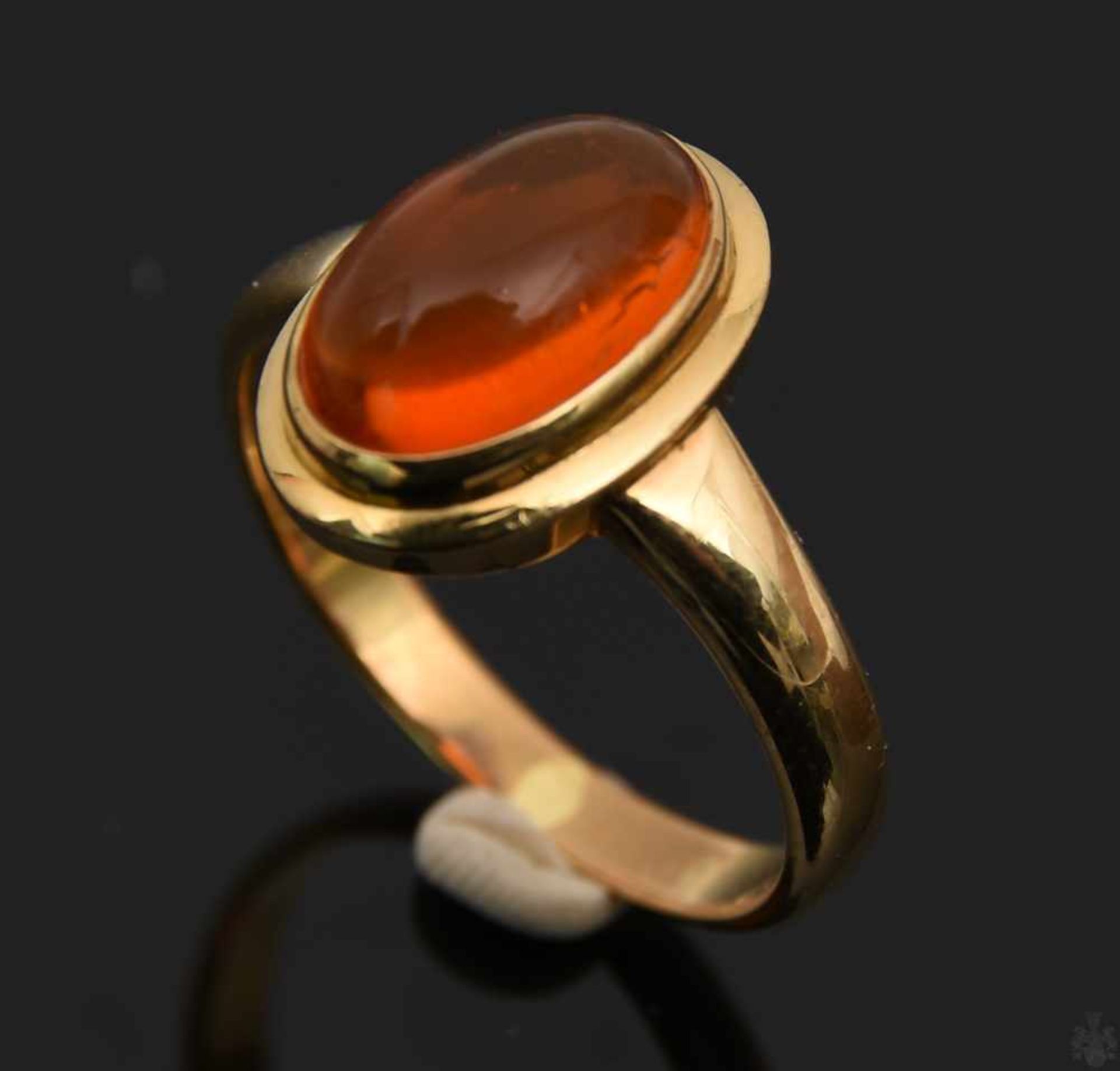 ART DECO BERNSTEIN ANHÄNGER MIT RING, 750 Gelbgold, Bernstein,Brillianten und SmaragdeAnhänger im - Image 3 of 4