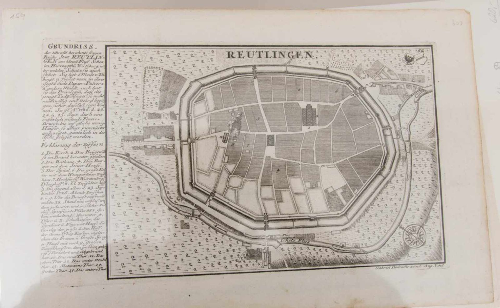 GRAFIKMAPPE, Reutlingen, 19. JhSolgfältig archivierte Mappe mit Zahlreichen Grafiken, teilw. - Image 4 of 18