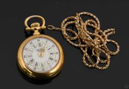 TASCHENUHR, Aerowatch Neuchatel, mit Gold Anhängeband 14kMiniaturtaschenuhr mit 23 mm Durchmesser,