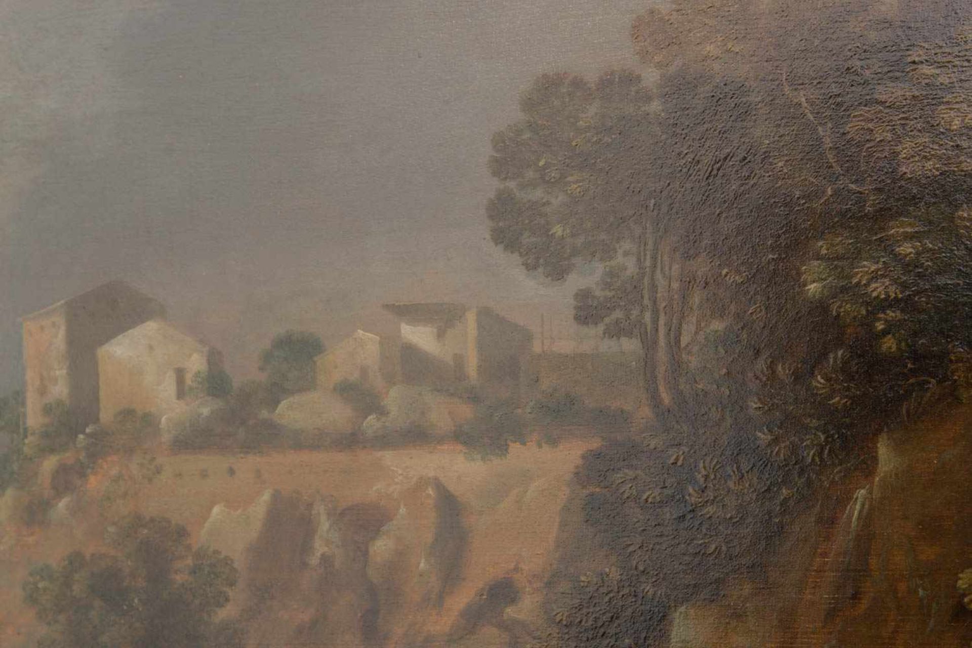 PETRUS VAN HATTICH, "Landschaft mit Grotte und Grabmal", Öl auf Holz, gerahmt, 17. - Image 4 of 7