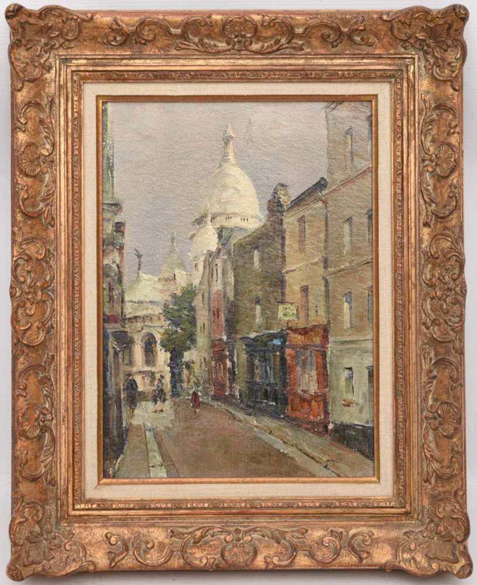 UNBEKANNTER KÜNSTLER, Montmartre, Öl auf Leinwand, Anfang 20. Jhd.Straßenzug Montmartre im