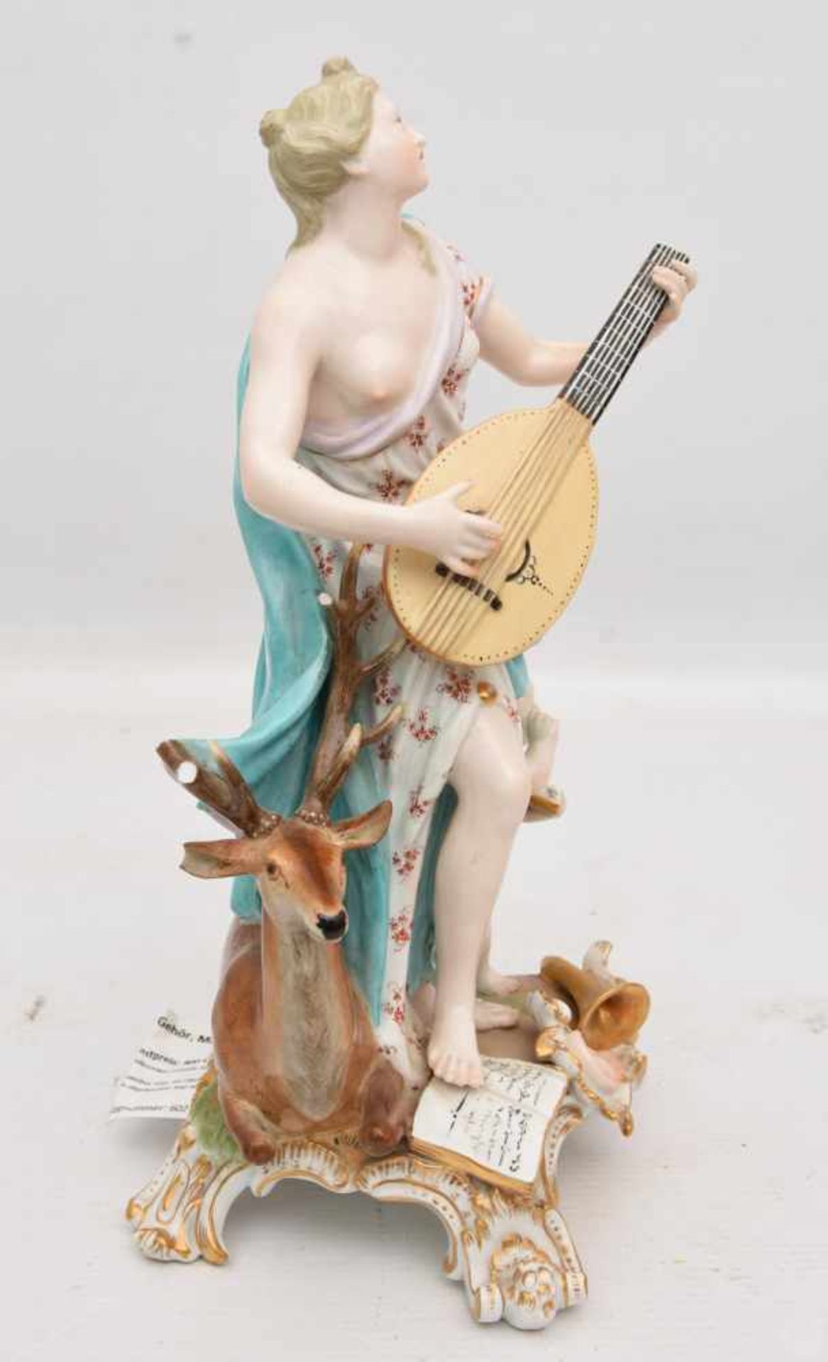 MEISSEN PORZELLAN, "Allegorie auf das Gehör", Modell J.F. Eberlein. bemalt, glasiert, gemarkt, 19. - Image 5 of 19