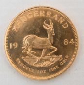 KRÜGERRAND, 1oz, 917/1000 Gold, 33,9 gramm, Südafrika 1984KRÜGERRAND, 1oz, 917/1000 Gold, 33,9