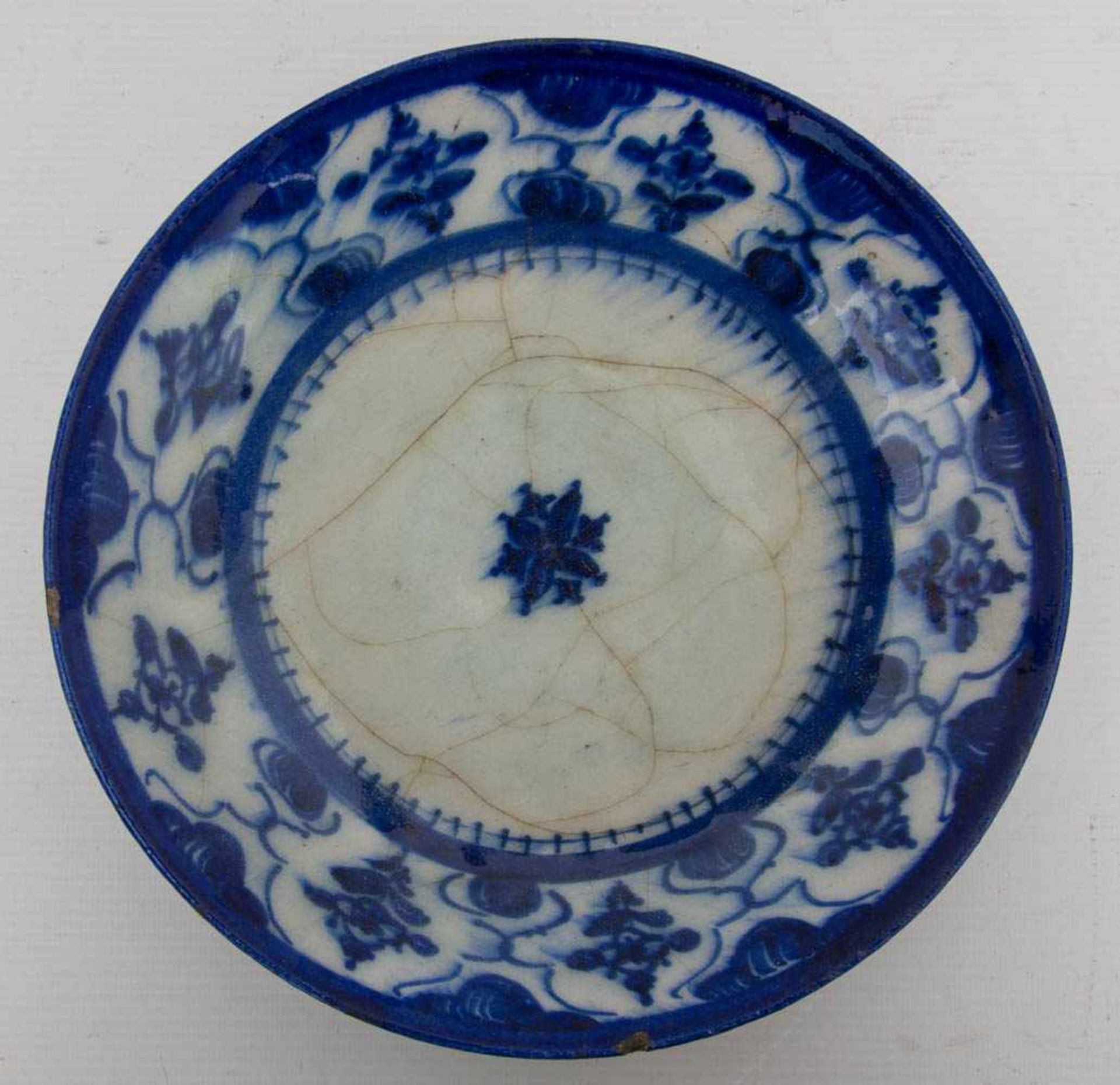 ZWEI CHINESISCHE TELLER, Keramik kobaltblau bemalt und glasiert, China um1900Durchmesser: 18,5 cm/ - Bild 2 aus 5