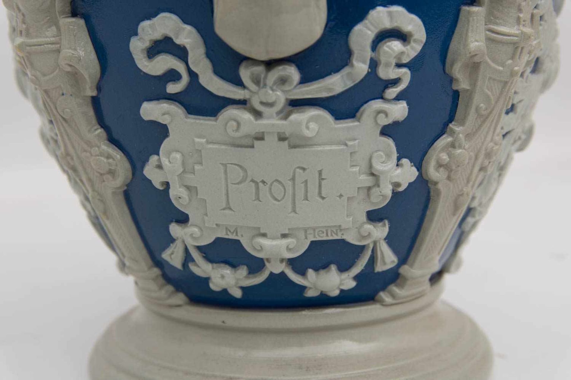 VILLEROY & BOCH METTLACH, BIERKRUG MIT WAPPEN, bemaltes Steingut, gemarkt, um 1900Schankkrug mit - Bild 3 aus 8