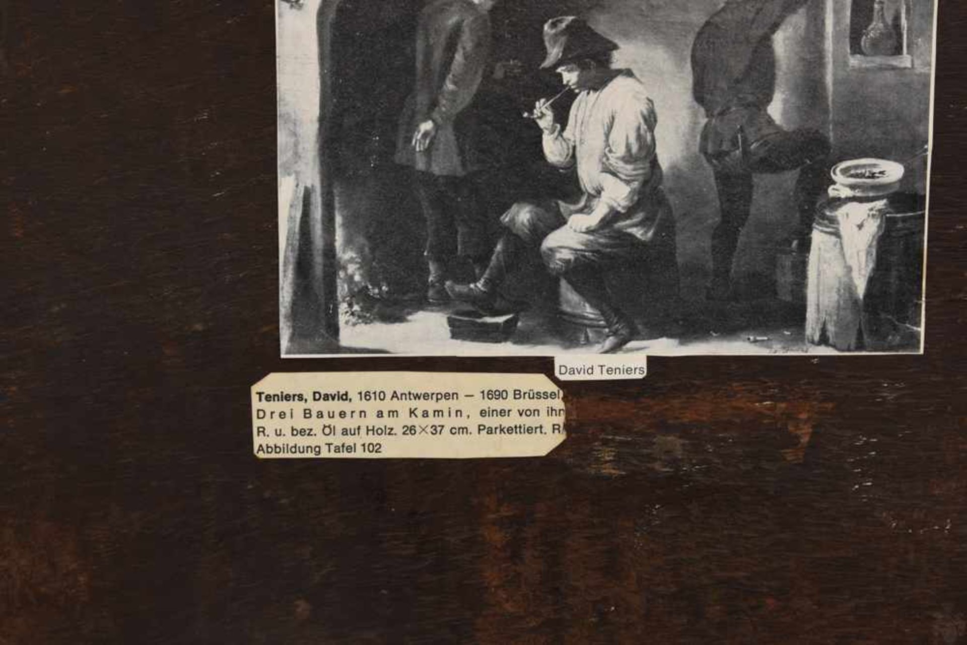 DAVID TENIERS DER JÜNGERE; "Bauern am Kamin", Öl auf Holz, parkettiert, gerahmt, signiert, 17. Jh. - Image 11 of 11