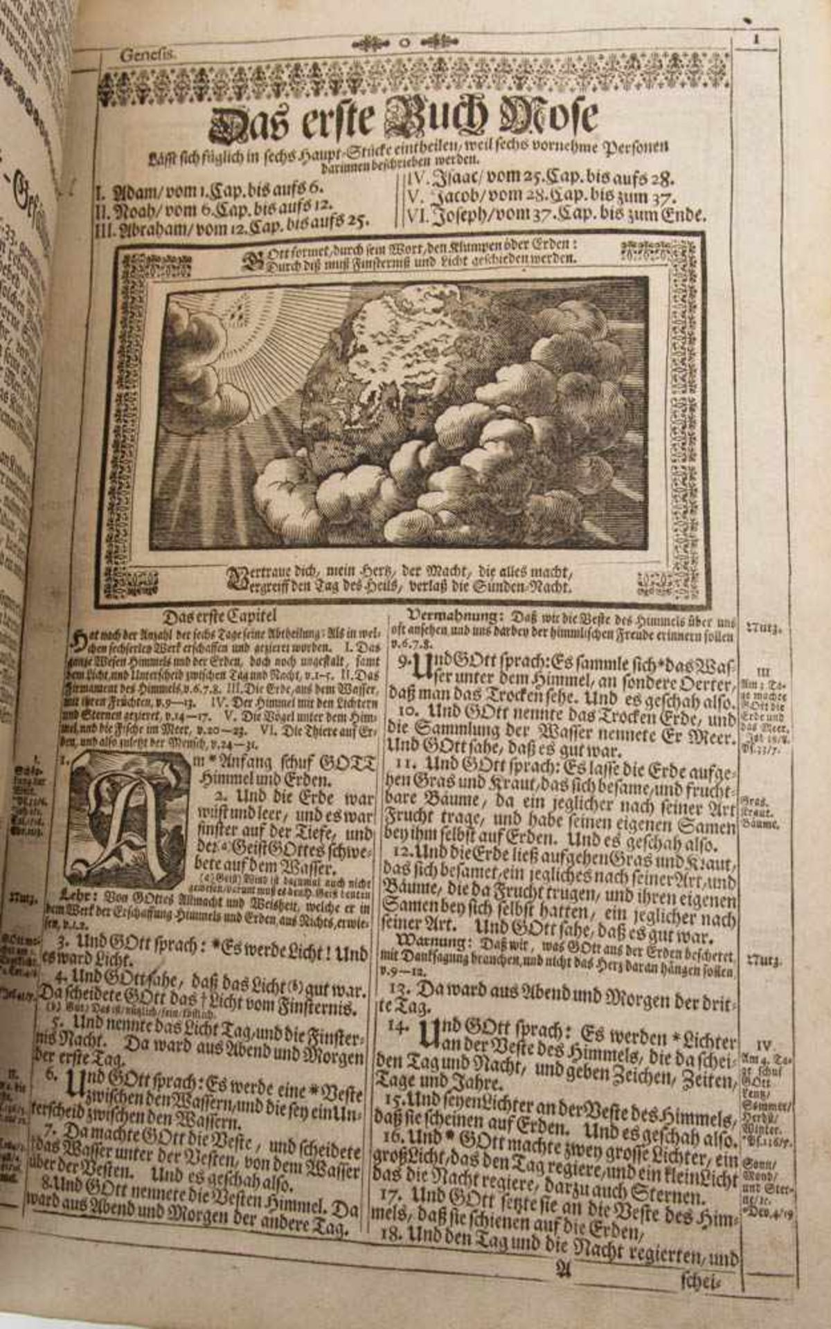 BIBLIA, altes und neues Testament, Nürnberg 1736.In Holz und Leder eingefasst, Spuren vom Holzwurm. - Bild 5 aus 8