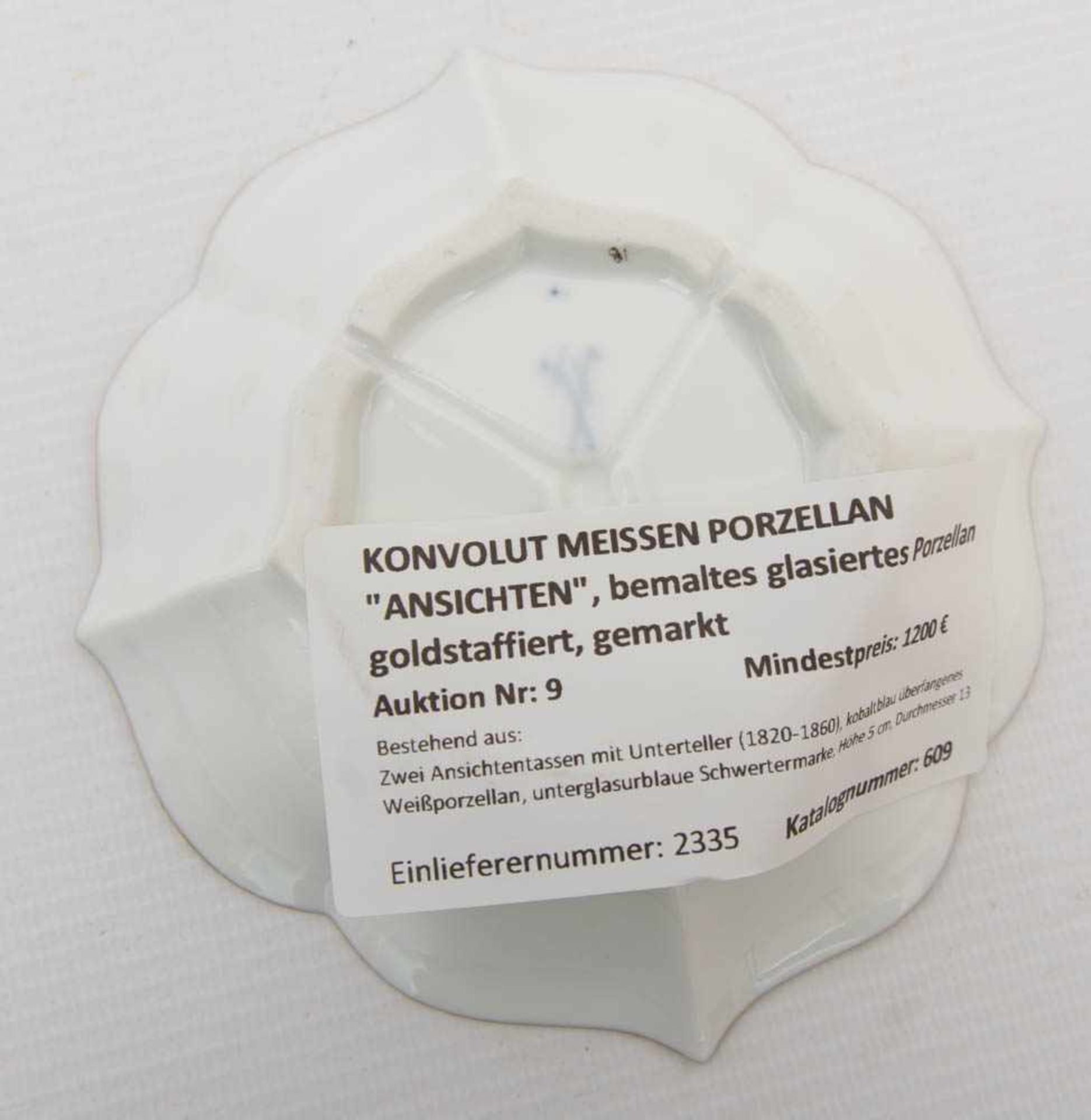 KONVOLUT MEISSEN PORZELLAN "ANSICHTEN", bemaltes glasiertes Porzellan goldstaffiert, - Bild 29 aus 35