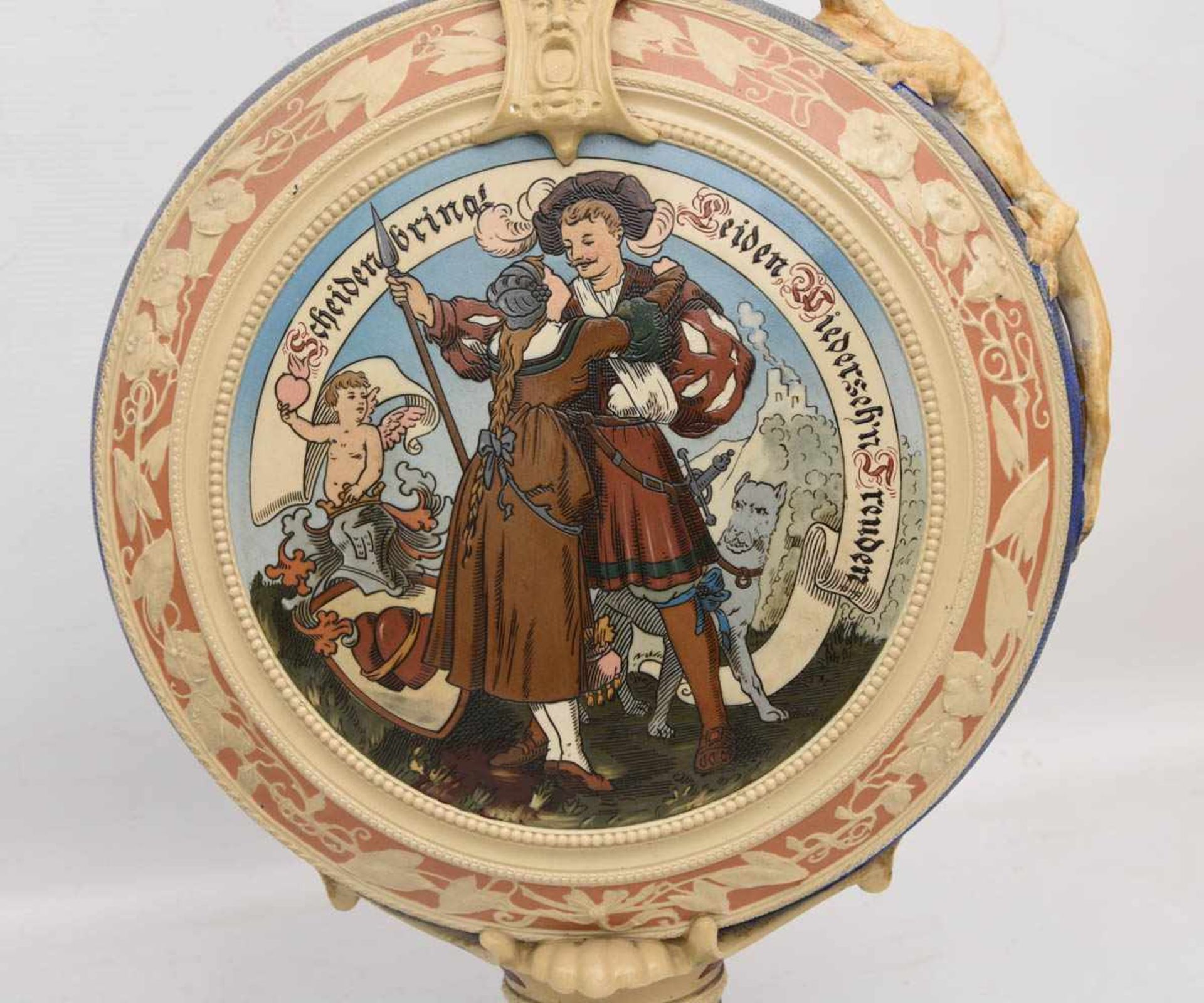 METTLACH V&B, Prunkkrug im Renaissancestil, Keramik bemalt und glasiert, gemarkt, um 1895Bauchiger - Bild 2 aus 12