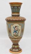 METTLACH V&B, VASE "ENGEL", bemalte glasierte Keramik, gemarkt, um 1900Renaissancestil, Höhe 38cm,