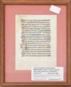 MITTELALTERLICHE HANDSCHRIFT BIBELPSALM, Pergament, Mineralfarben, hinter Glas gerahmt, 15.
