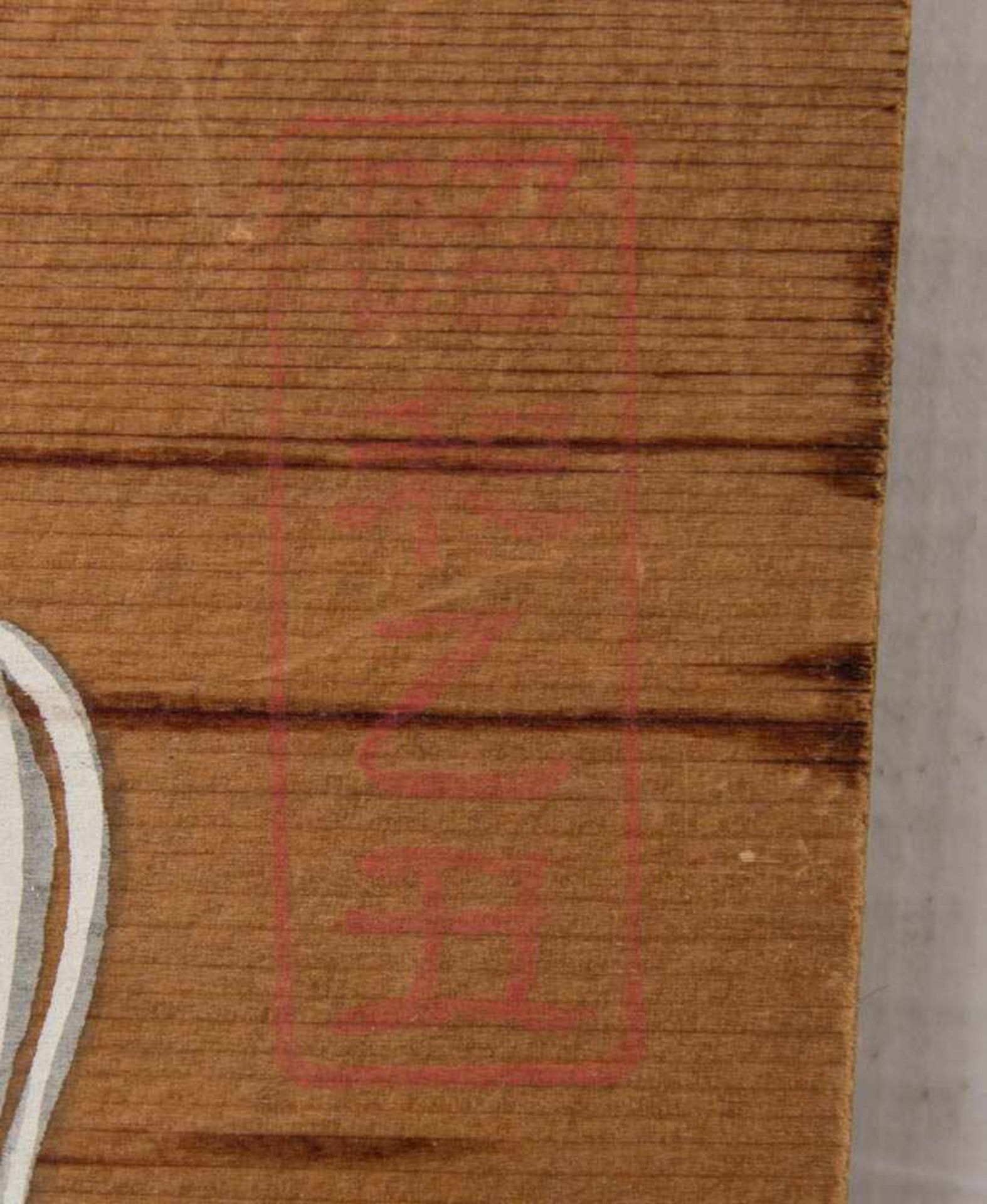 STERNZEICHEN- PLATTE MIT RIND, bemaltes Holz, Künstlerstempel, ChinaHolzplatte mit chinesischem - Bild 3 aus 4