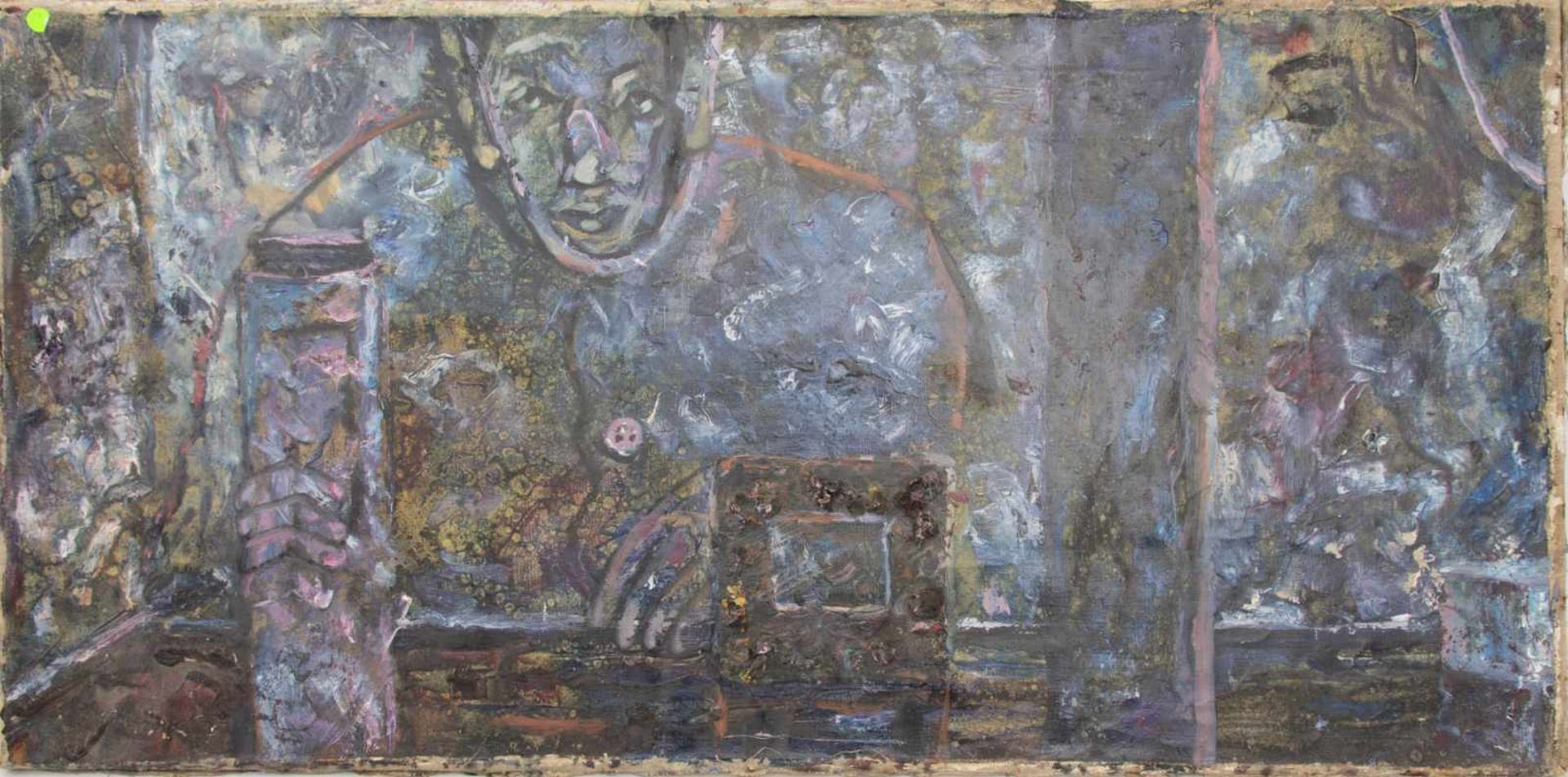 UNBEKANNTER KÜNSTLER: DER STÄDTEPLANER; Öl auf Leinwand, ungerahmt, 20. Jh.Maße: 60 x 119 cm.