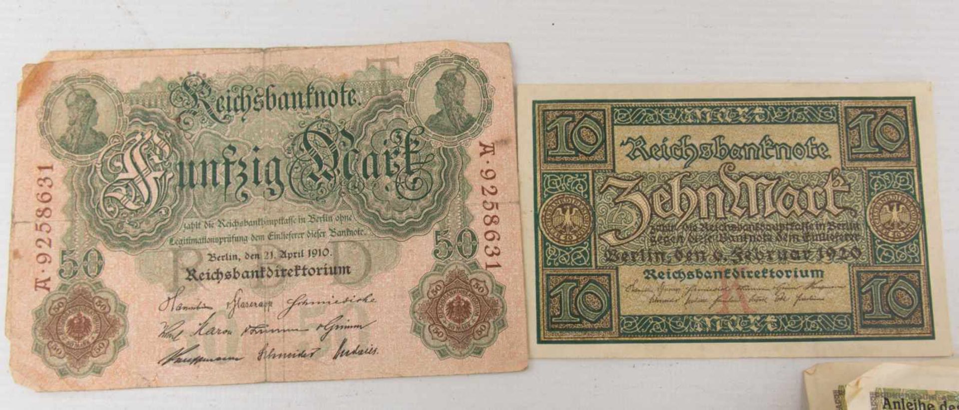 KONVOLUT ALTE BANKNOTEN, bedrucktes Papier, Deutsches Reich um 1910-1925Verschiedene Geldscheine aus - Image 11 of 13