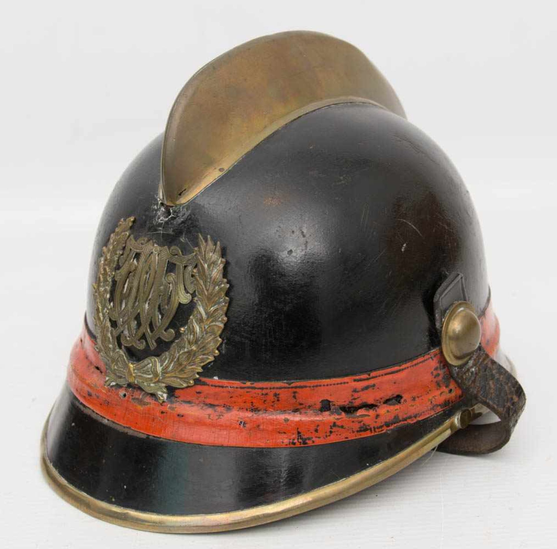 FEUERWEHRHELM 2, Leder/Messingblech,Deutsches Reich 19. JahrhundertWohl 3.Drittel 19. Jahrhundert.