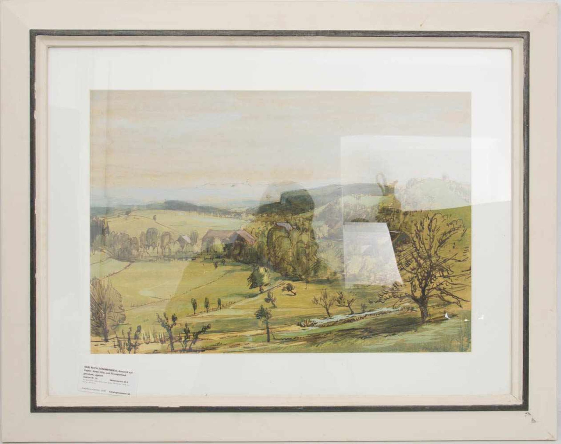 KARL REICH: SOMMERWIESE, Aquarell auf Papier. hinter Glas und Passepartout gerahmt, signiertKarl