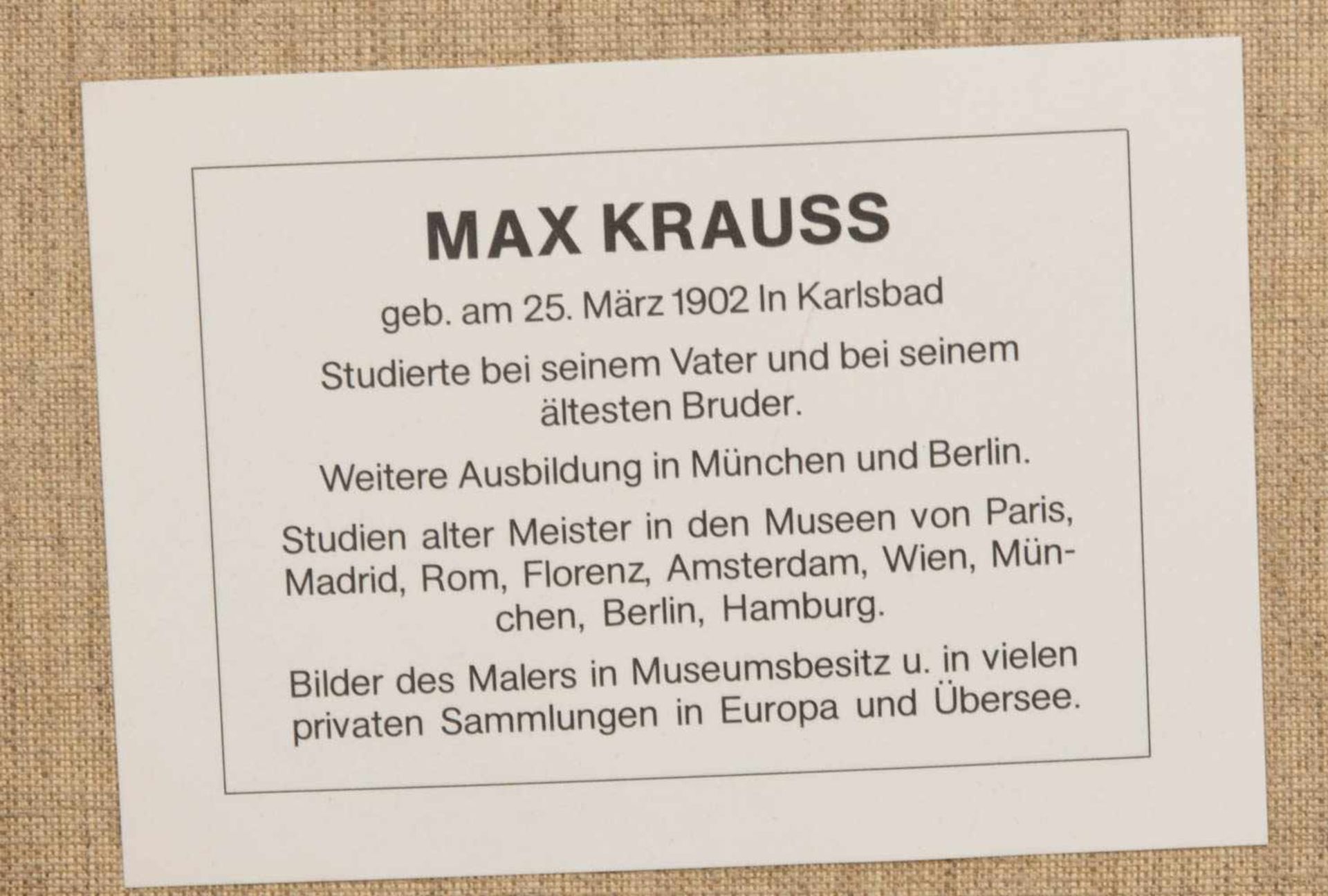 MAX KRAUSS: DIE SCHACHSPIELER, Öl auf Leinwand, gerahmt und signiertMax Kraus (1902-?). Rechts unten - Bild 4 aus 4