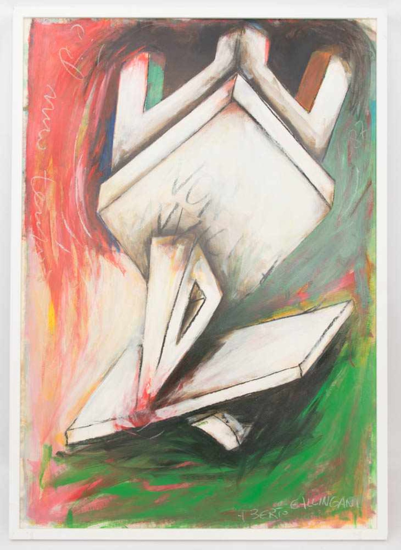 ALBERTO GALLINGANI: DEL MIO TEMPO 2, Acryl auf Platte, gerahmt, signiert, 1987Rechts unten (ggf.