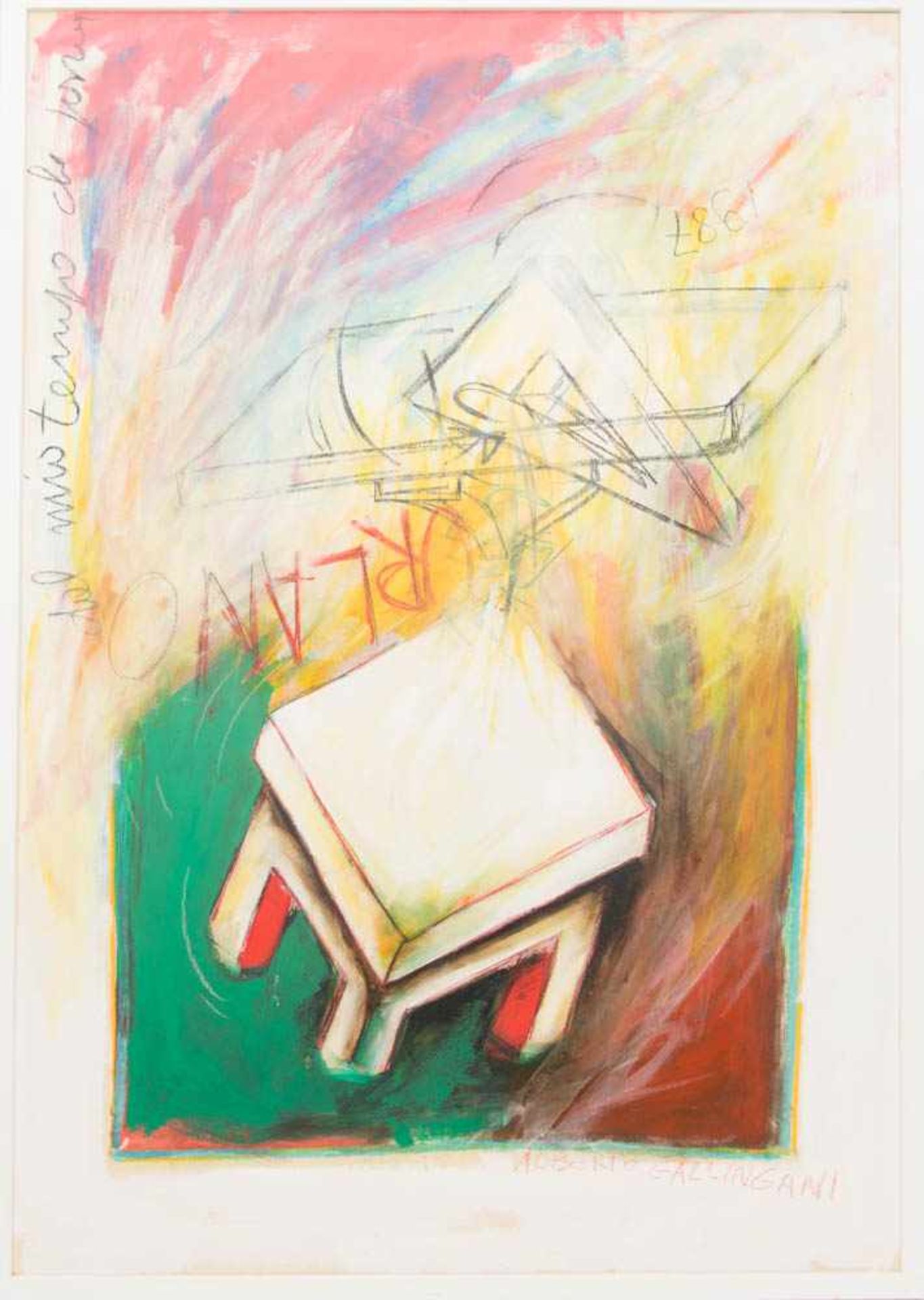 ALBERTO GALLINGANI: DEL MIO TEMPO, Acryl auf Platte, gerahmt, signiert, 1987Rechts unten (ggf. links