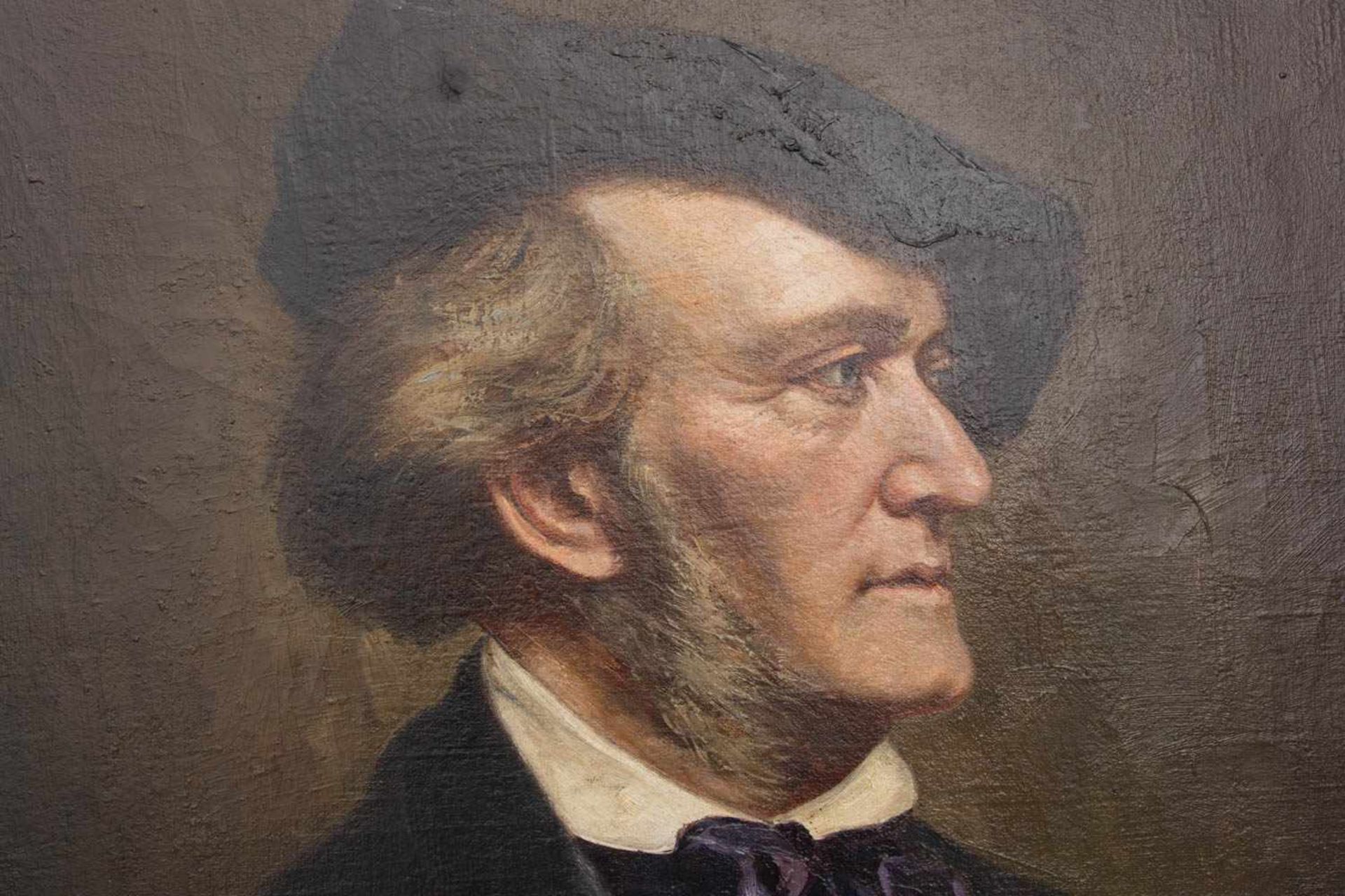 M.LANNINGER: “Porträt Richard Wagner“, Öl auf Leinwand, gerahmt, signiert, 1921Mittig links signiert - Bild 2 aus 5