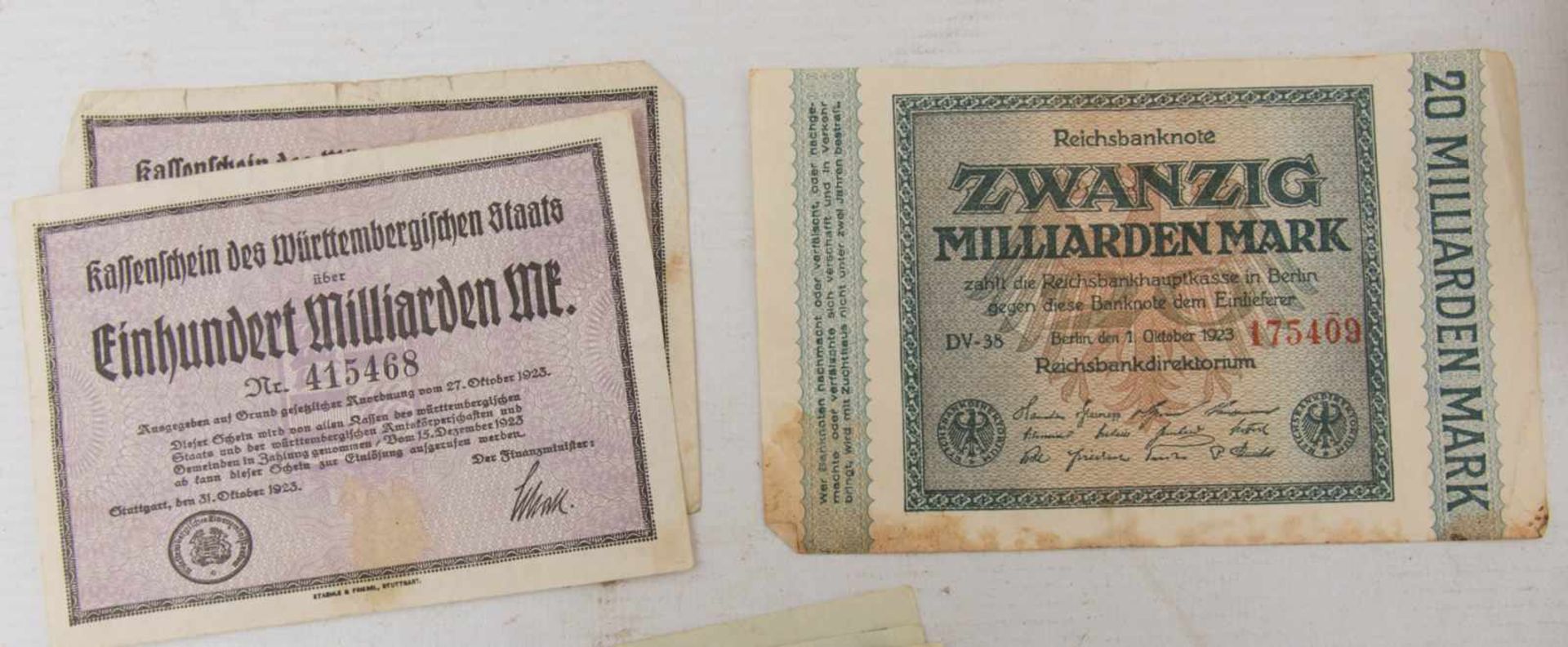 KONVOLUT ALTE BANKNOTEN, bedrucktes Papier, Deutsches Reich um 1910-1925Verschiedene Geldscheine aus - Bild 12 aus 13
