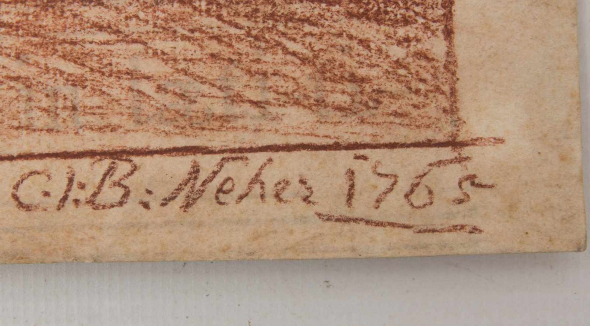 BERNHARD NEHER d. ÄLTERE, "Transfiguration", Rötel auf Papier, sign. u. dat. 1765Nach dem - Bild 6 aus 8