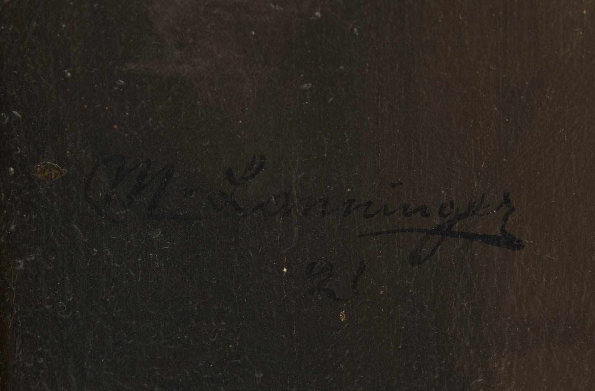 M.LANNINGER: “Porträt Richard Wagner“, Öl auf Leinwand, gerahmt, signiert, 1921Mittig links signiert - Image 4 of 5