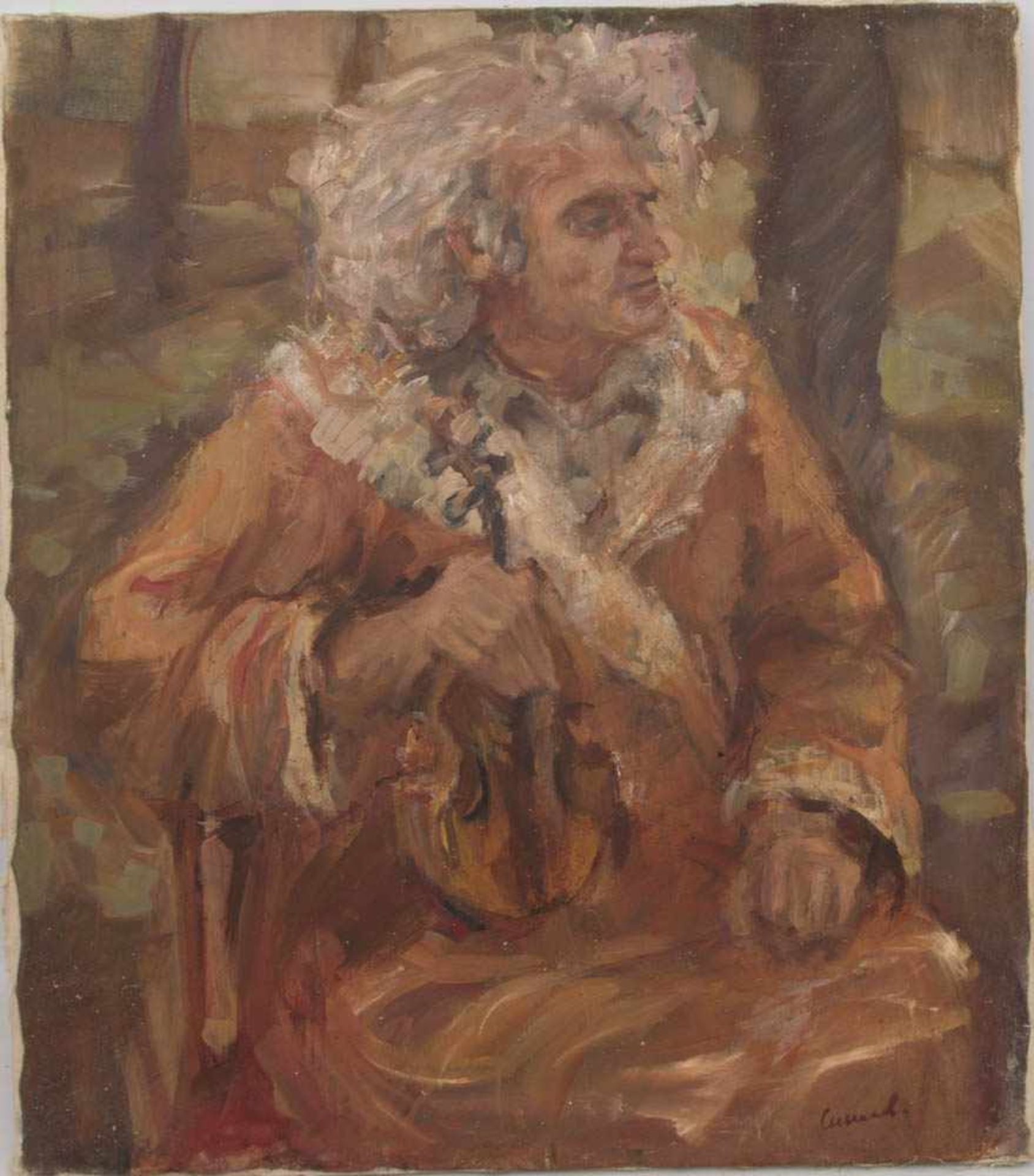 UNBEKANNTER KÜNSTLER: LUDWIG VAN BEETHOVEN, Öl auf Leinwand, ungerahmt, signiert, 20. Jh.Maße: 71