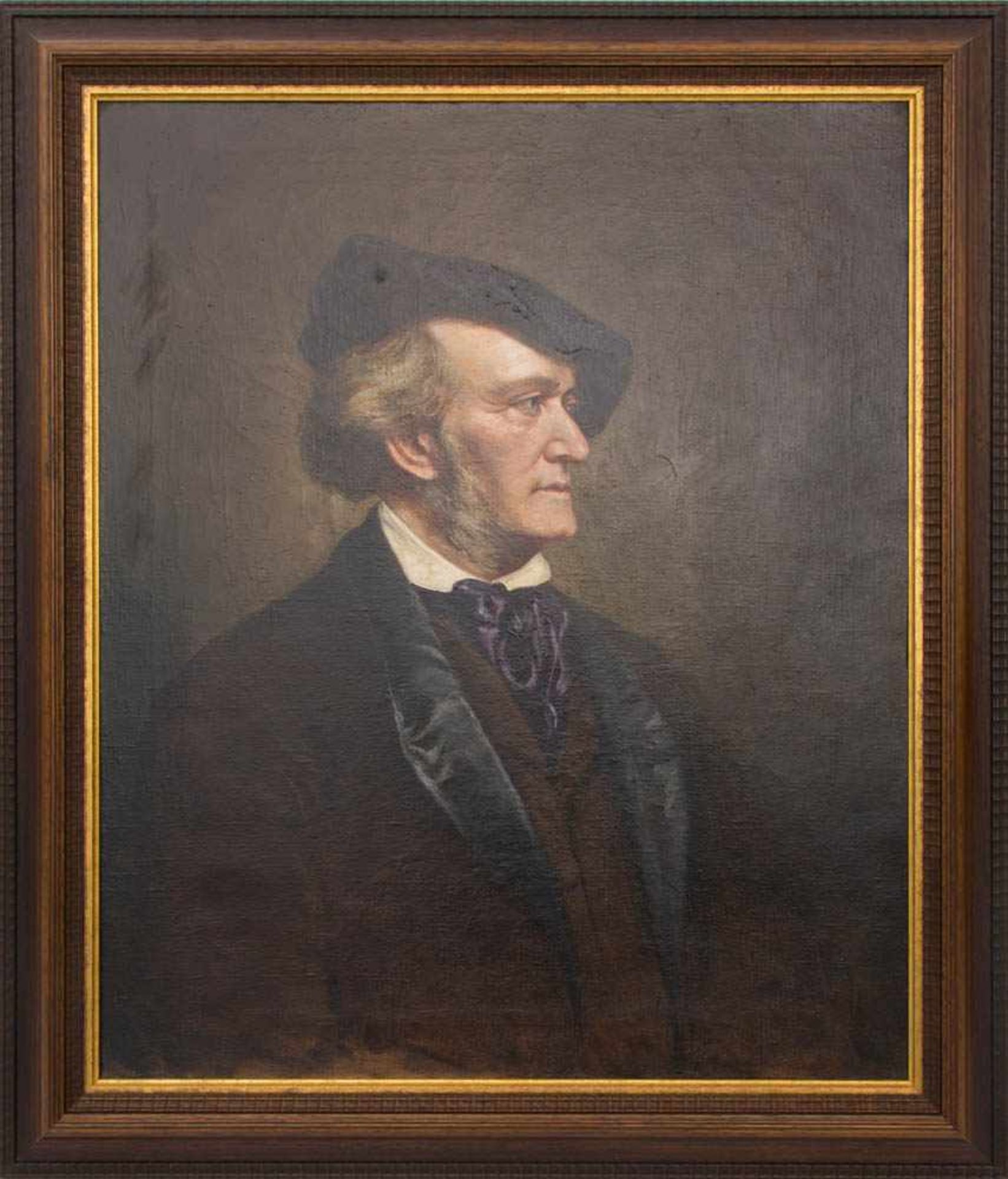 M.LANNINGER: “Porträt Richard Wagner“, Öl auf Leinwand, gerahmt, signiert, 1921Mittig links signiert