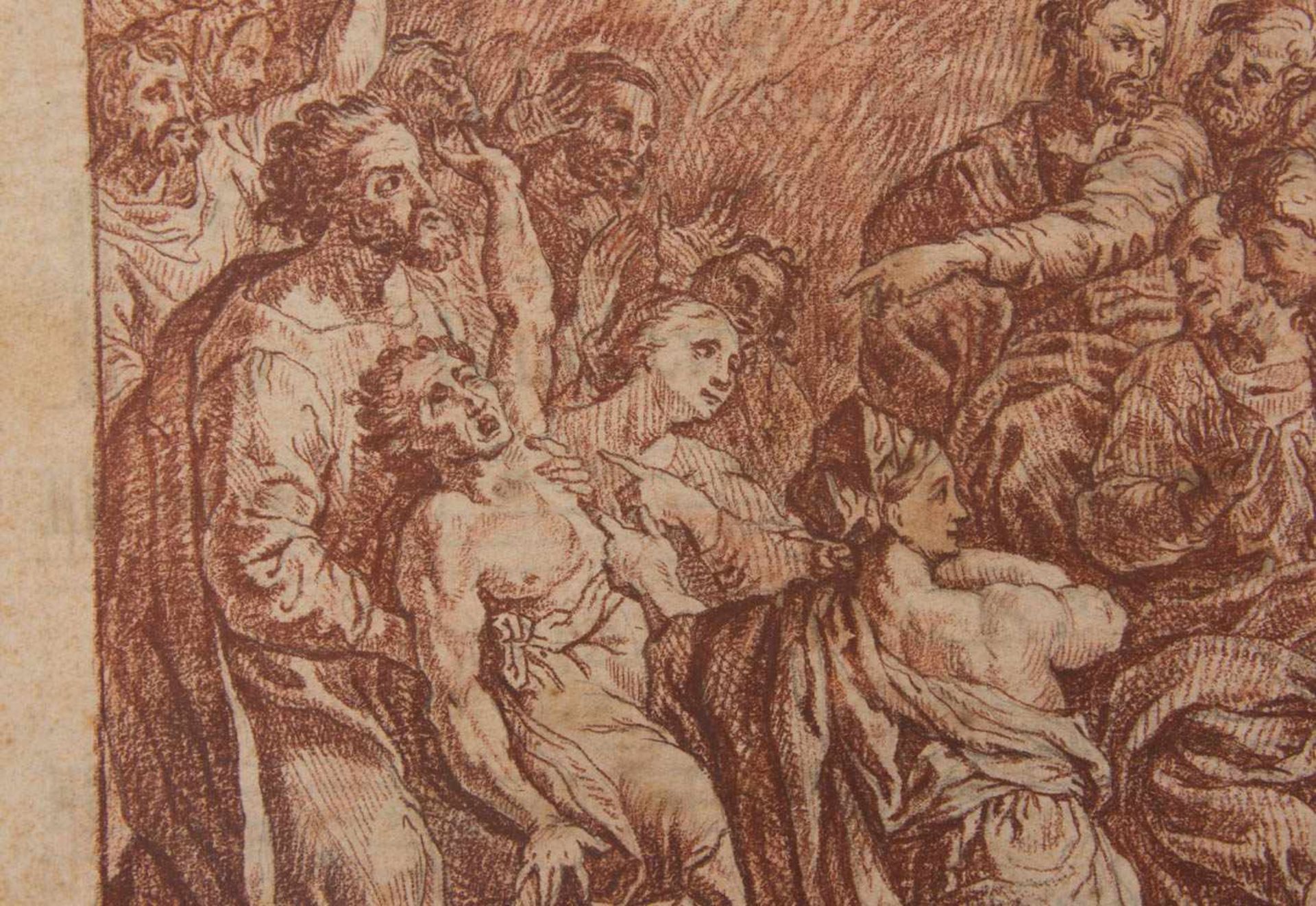 BERNHARD NEHER d. ÄLTERE, "Transfiguration", Rötel auf Papier, sign. u. dat. 1765Nach dem - Bild 3 aus 8