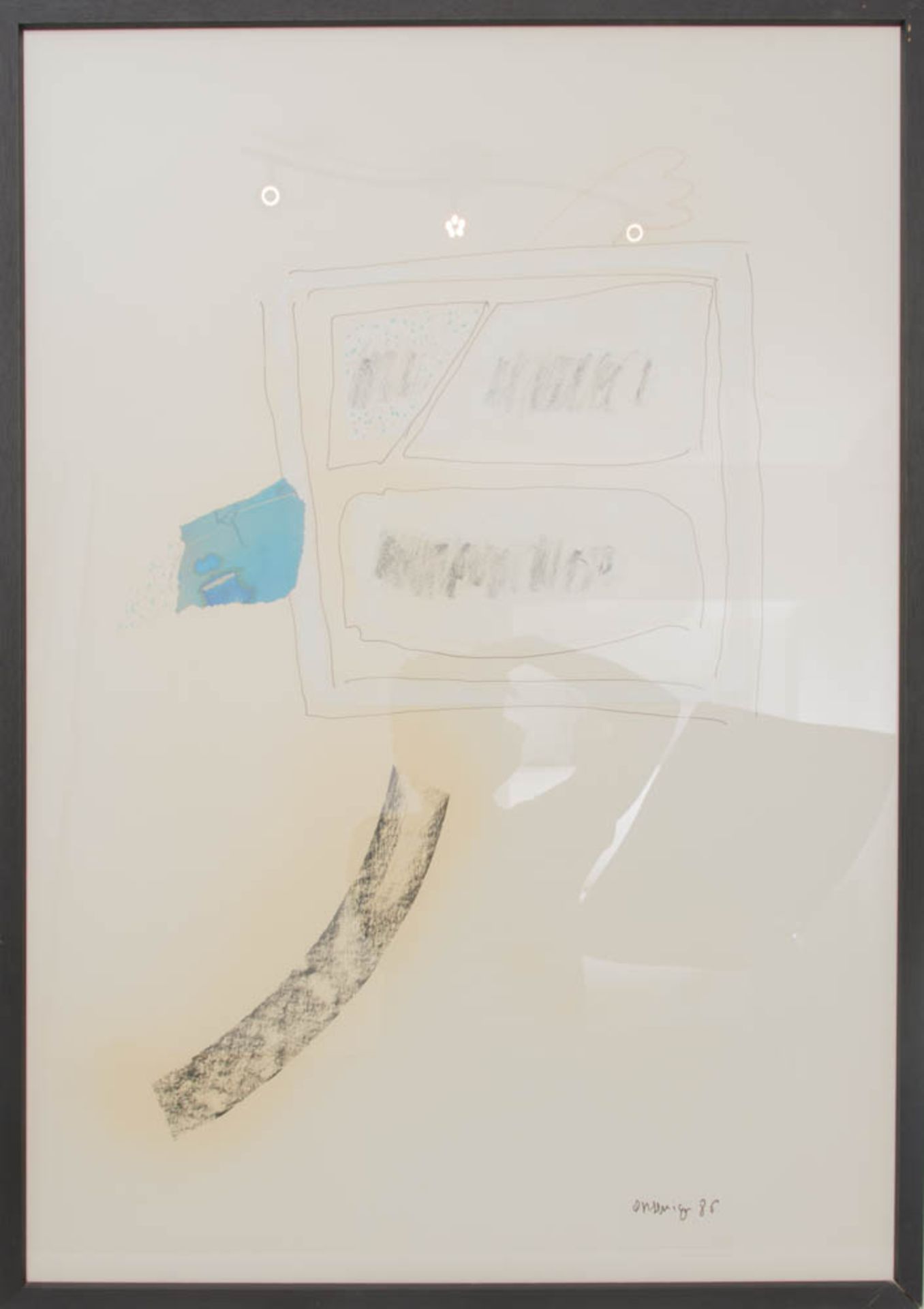 VITTORIO ORSENIGO: "WINDOW", Mischtechnik auf Papier. hinter Glas gerahmt, signiert und
