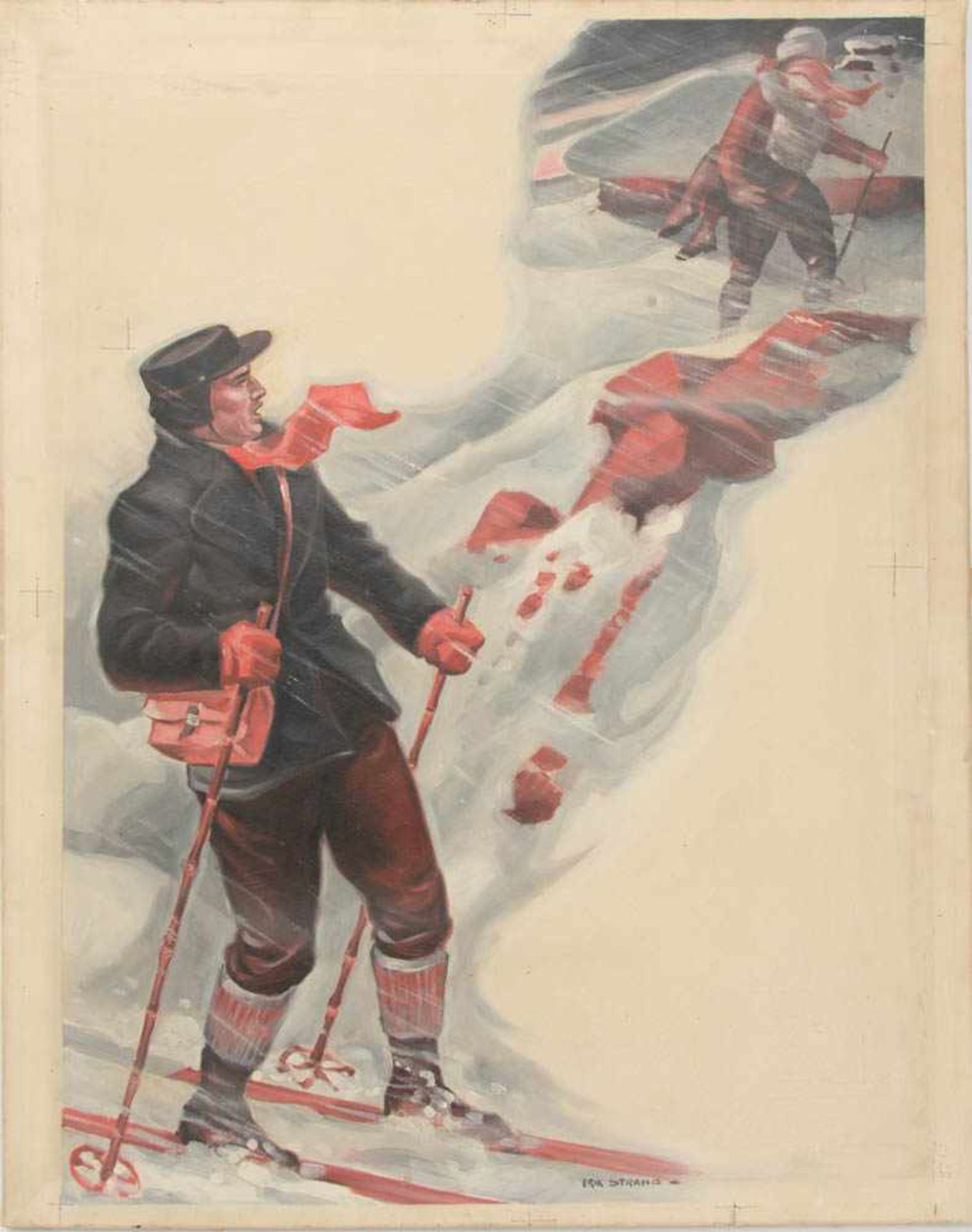 ERIK STRANG, Alpine Szene, Acry/Leinwand, 20. Jh.Kratzer auf der Bildmitte, nicht gerahmt.54 x 68