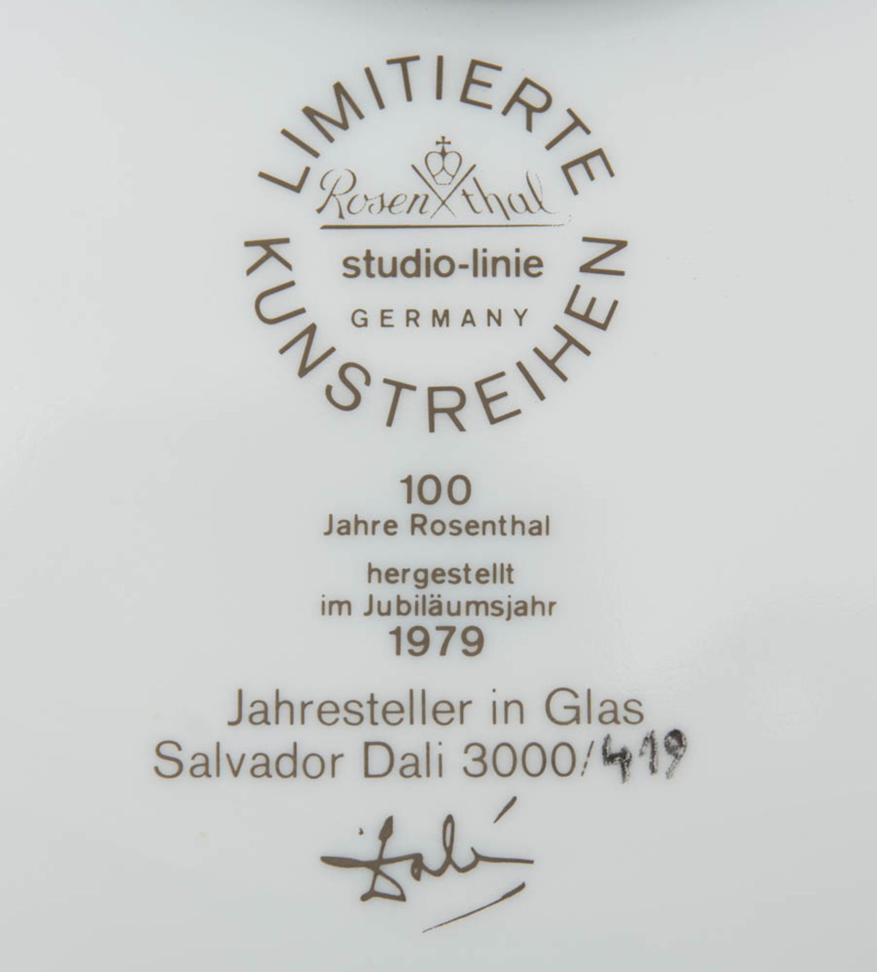 JAHRESTELLER DALI 1979, Rosenthal Studion Line.Limitierte Auflage 3000/0419. Originalkarton und - Bild 3 aus 6