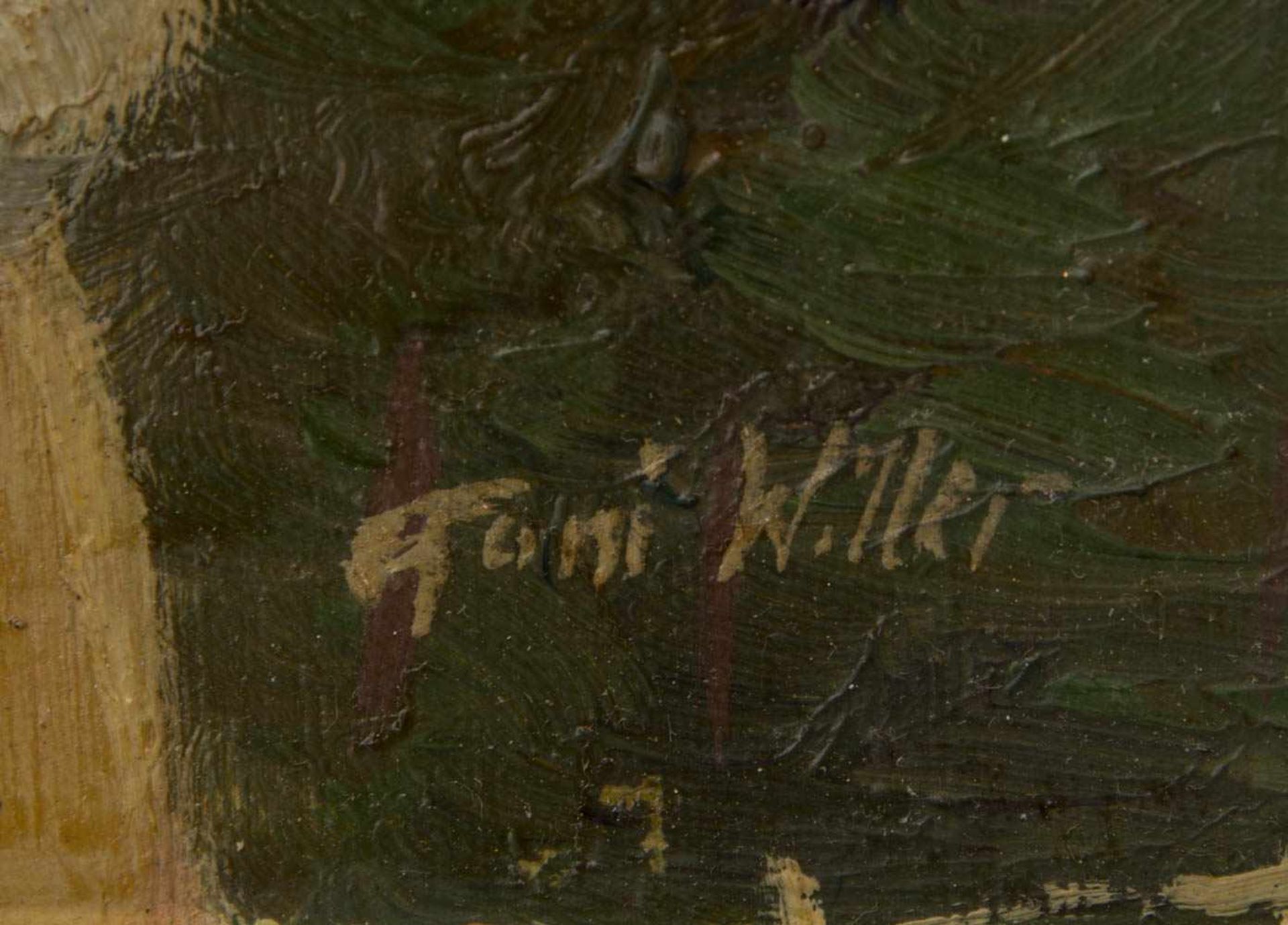 TONI WILLER: ZIEGENJUNGE, Öl auf Pressspan, gerahmt und signiert.Rechts unten signiert "Toni - Image 2 of 3
