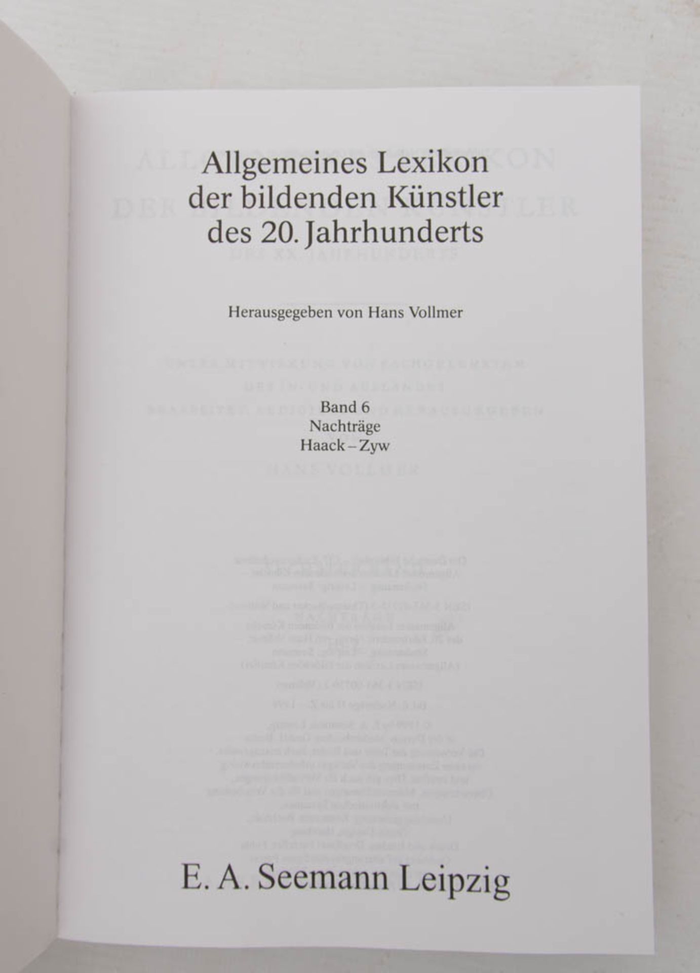 KÜNSTLERLEXIKON VOLLMER, Allgemeines Lexikon der bildenden Künstler, hg. 1999.Gebraucht, sehr - Bild 2 aus 2