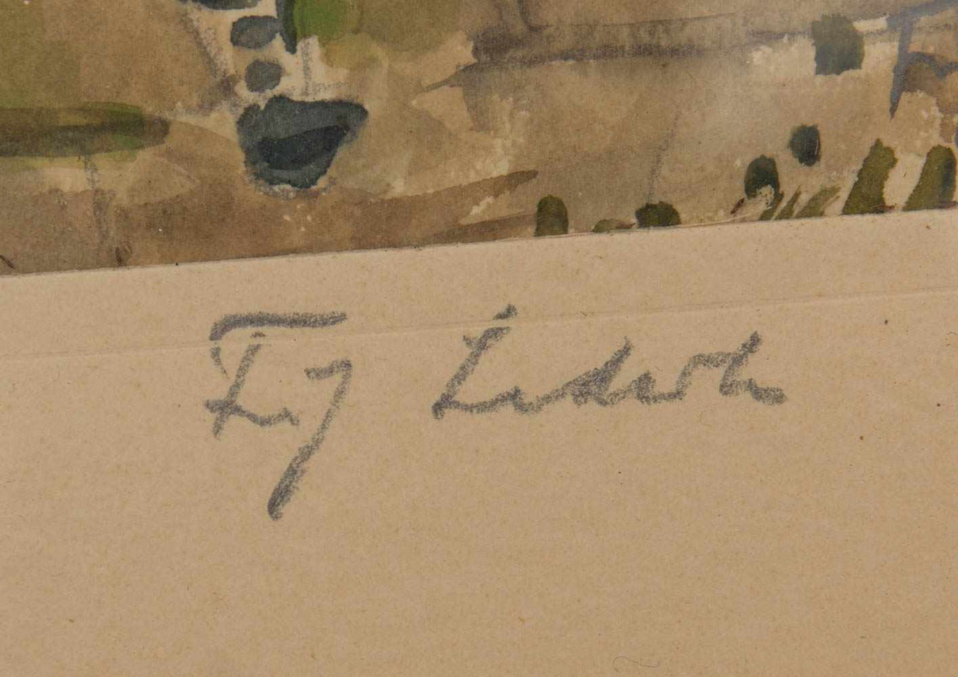 GABRIEL LORY, AM BEWALDETEN UFER, Aquarellzeichnung/Papier, hinter Glas.Gabriel Lory (1763-1840). - Bild 2 aus 3