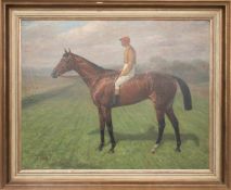 KARL VOLKERS, Rennpferd mit Jockey, Öl auf Leinwand, Deutschland, 1943.KARL VOLKERS (1868 - 1944).