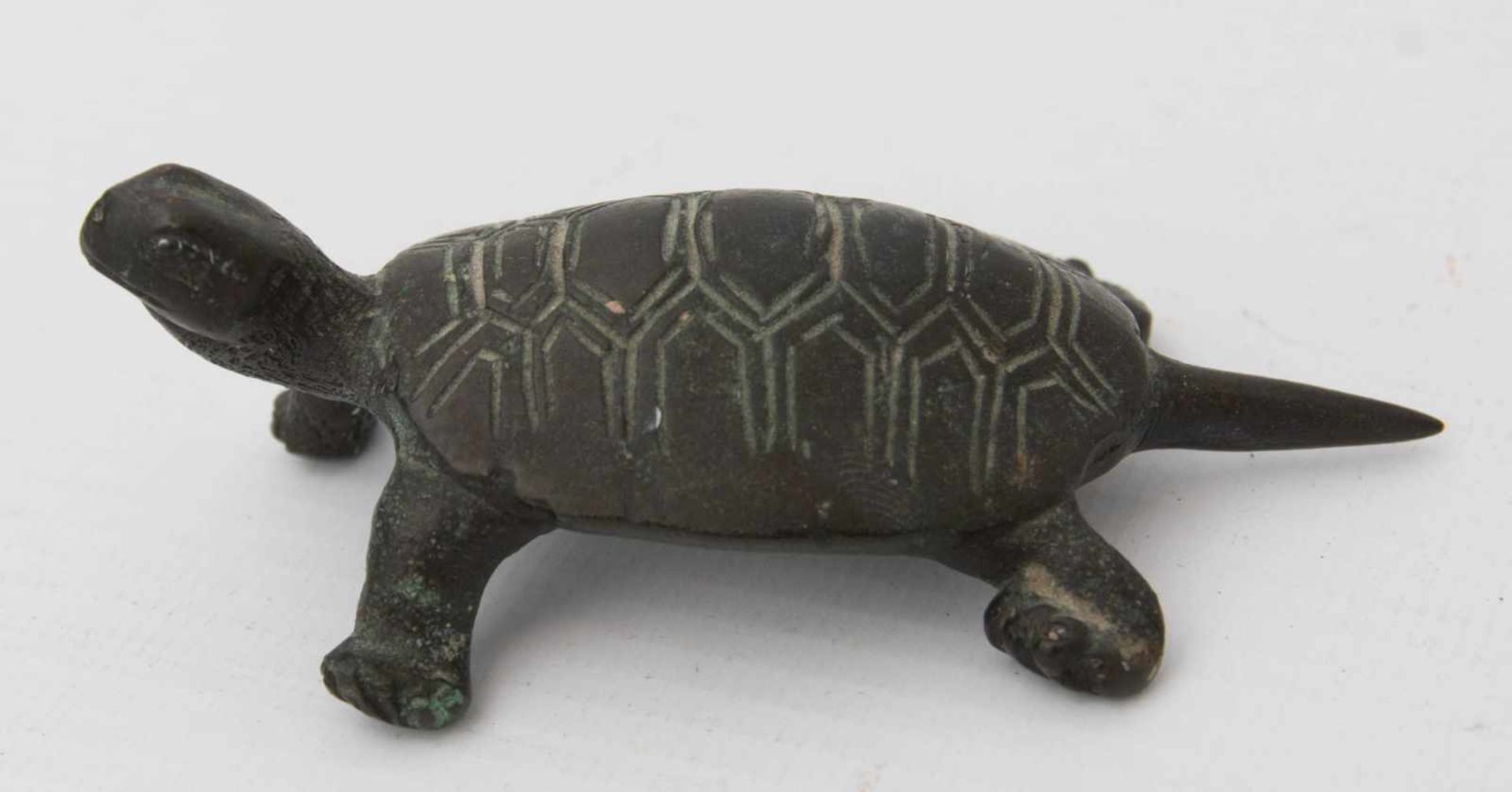 BRONZE EINER SCHILDKRÖTE, wohl China, 20. Jh.Sehr guter Zustand.8 cm - Bild 2 aus 4