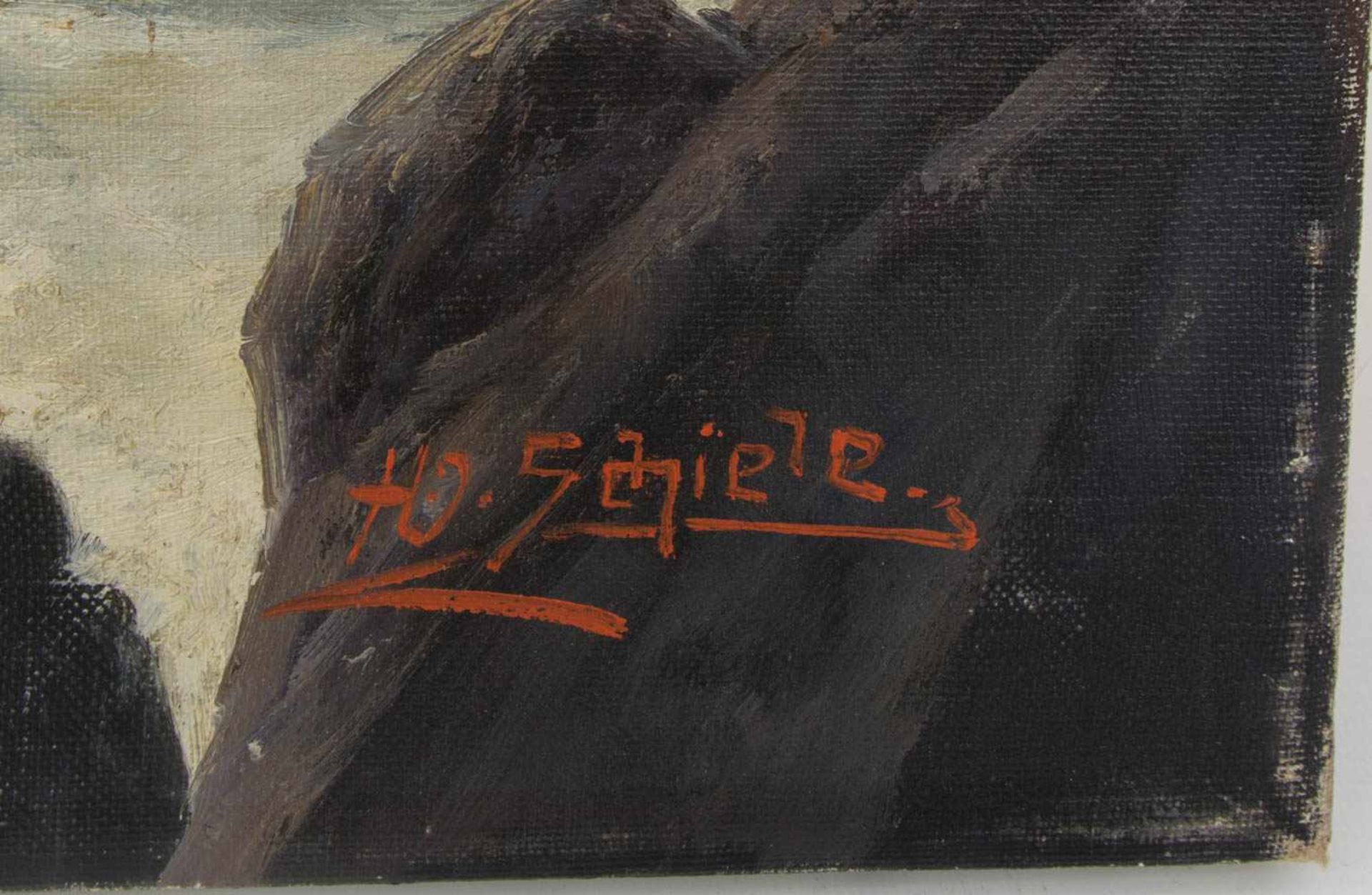 H.O. SCHIELE, Meeresbrandung, Öl/Leinwand, 19. Jh.Unten rechts signiert, nicht gerahmt.Oben rechts - Bild 2 aus 3