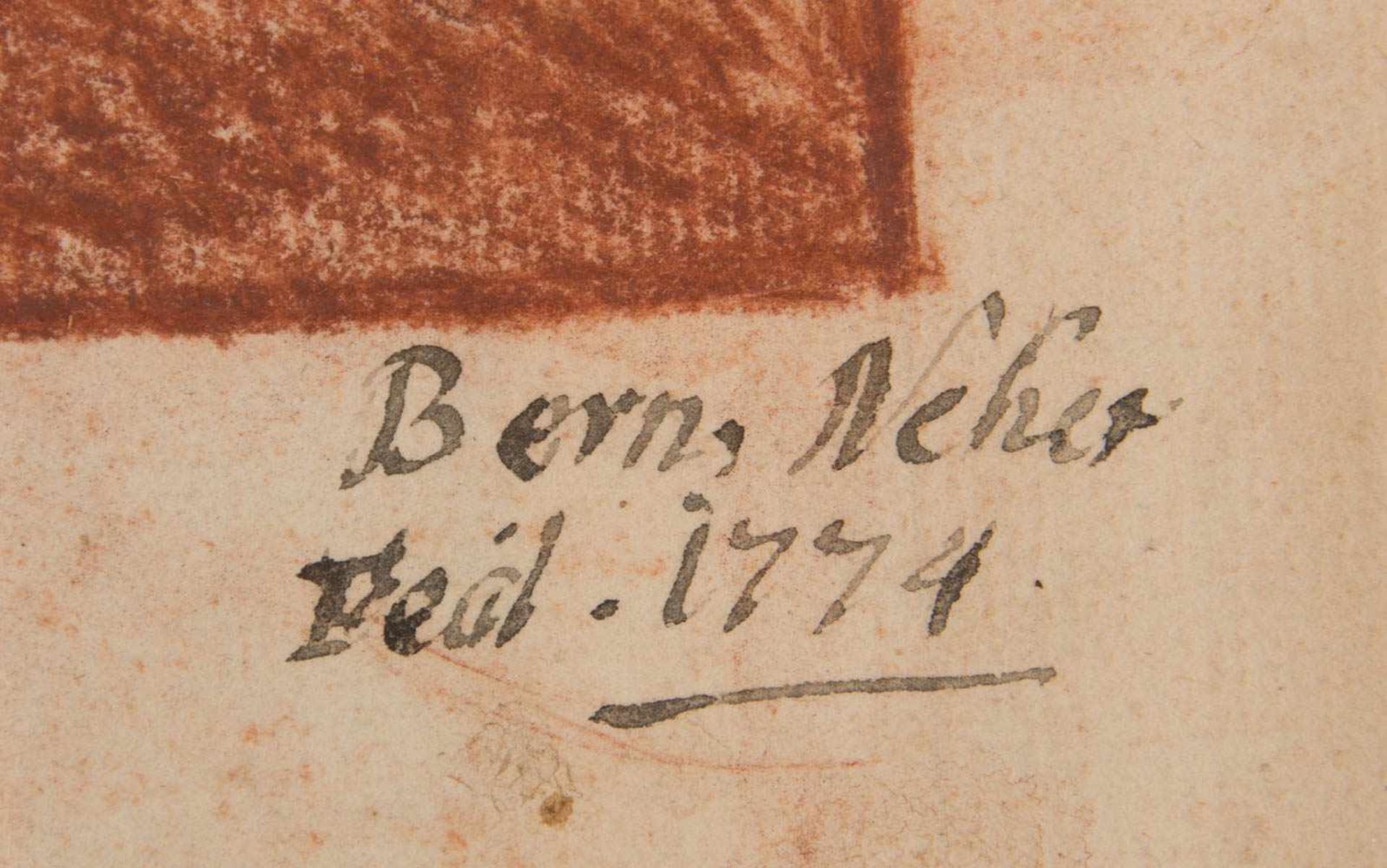 BERNHARD NEHER, JASON UND MEDEA, Rötelzeichnung/Notenpapier, hinter Glas, 1774.Nach Gemälde von - Bild 6 aus 7