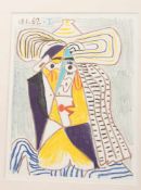 PABLO PICASSO, TÊTE DE DEMME AU CHAPEAU, 1962, Druck 1986.Im Passepartout, ungerahmt. 35 x 27 cm