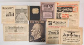 KONV. PRINTMEDIEN 3. REICH UND GRAFIKEN, Deutschland, 19./20. Jh.Grafikordner mit ca. 40 Objekten,