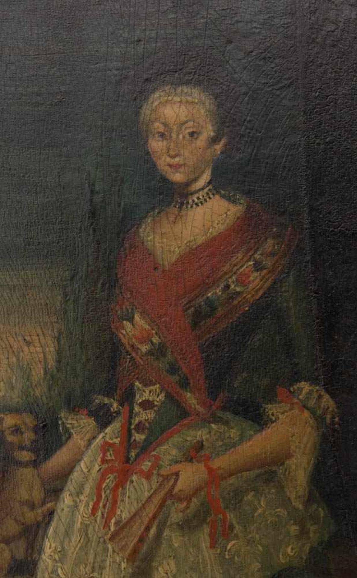 UNUNBEKANNTER KÜNSTLER: PORTRÄT EINER JUNGEN DAME, Öl auf Holz, gerahmt, unsigniert, um 1780.23 x 30 - Bild 2 aus 3