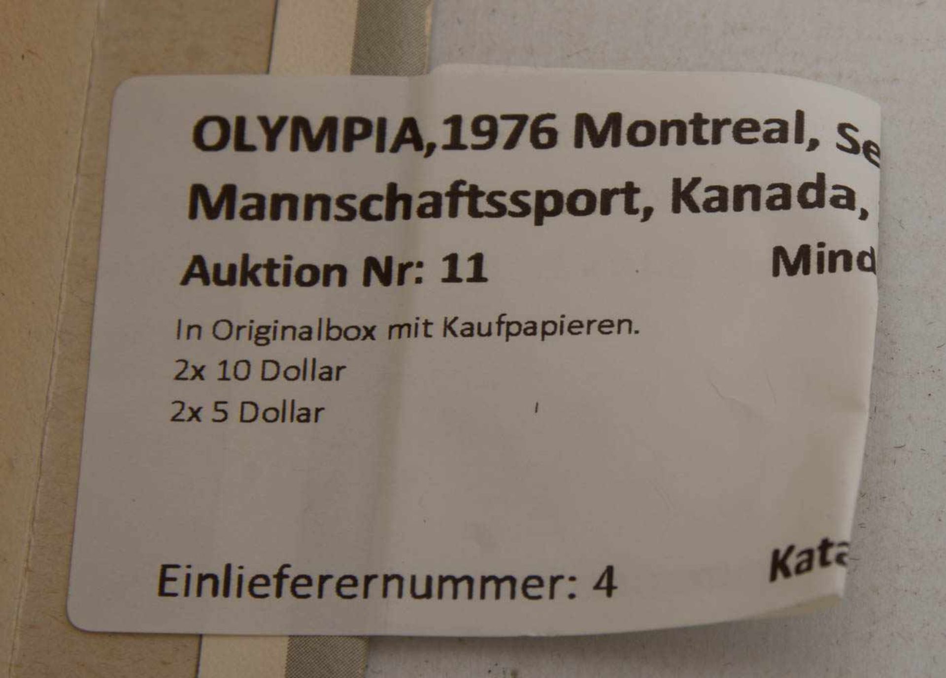 OLYMPIA,1976 Montreal, Serie: Mannschaftssport, Kanada, 20. Jh.In Originalbox mit Kaufpapieren. 2 - Image 13 of 15