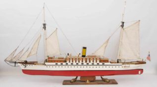 MINIATURSCHIFF, Amerikanisches Segelboot, Holz/ Leinen, Deutschland, 20 Jh.Guter Zustand,