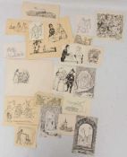 KONV. HANS FISCHER, Miniatur Zeichnungen, Tusche/Papier, Deutschland/Schweiz, 20. Jh.Großes Konvolut