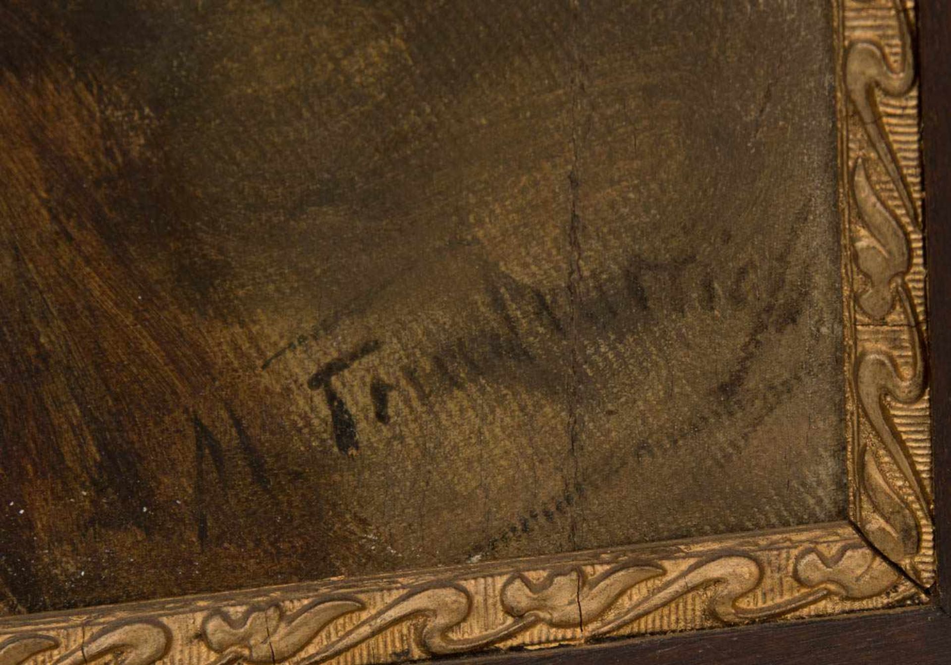 MARIA FREUDENREICH, BAUER MIT BLUME, Öl/Pappe,gerahmt und signiert.Maria Freudenreich, rechts - Image 2 of 3