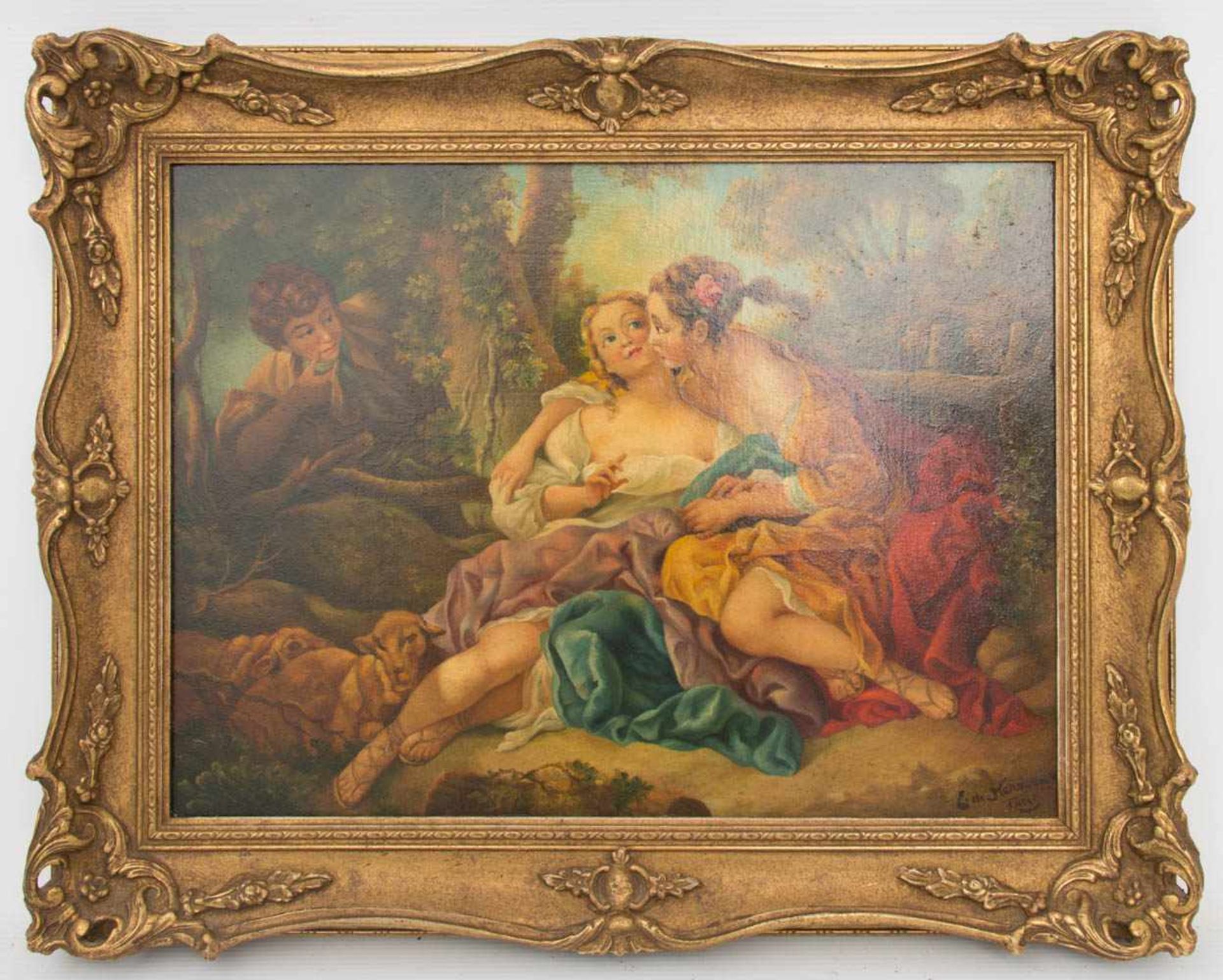 ENNANUEL DE KERVERSEAU, Zwei Darstellungen von Liebespaaren, Öl/ Platte, 19./20. Jh.ENNANUEL DE - Bild 4 aus 8